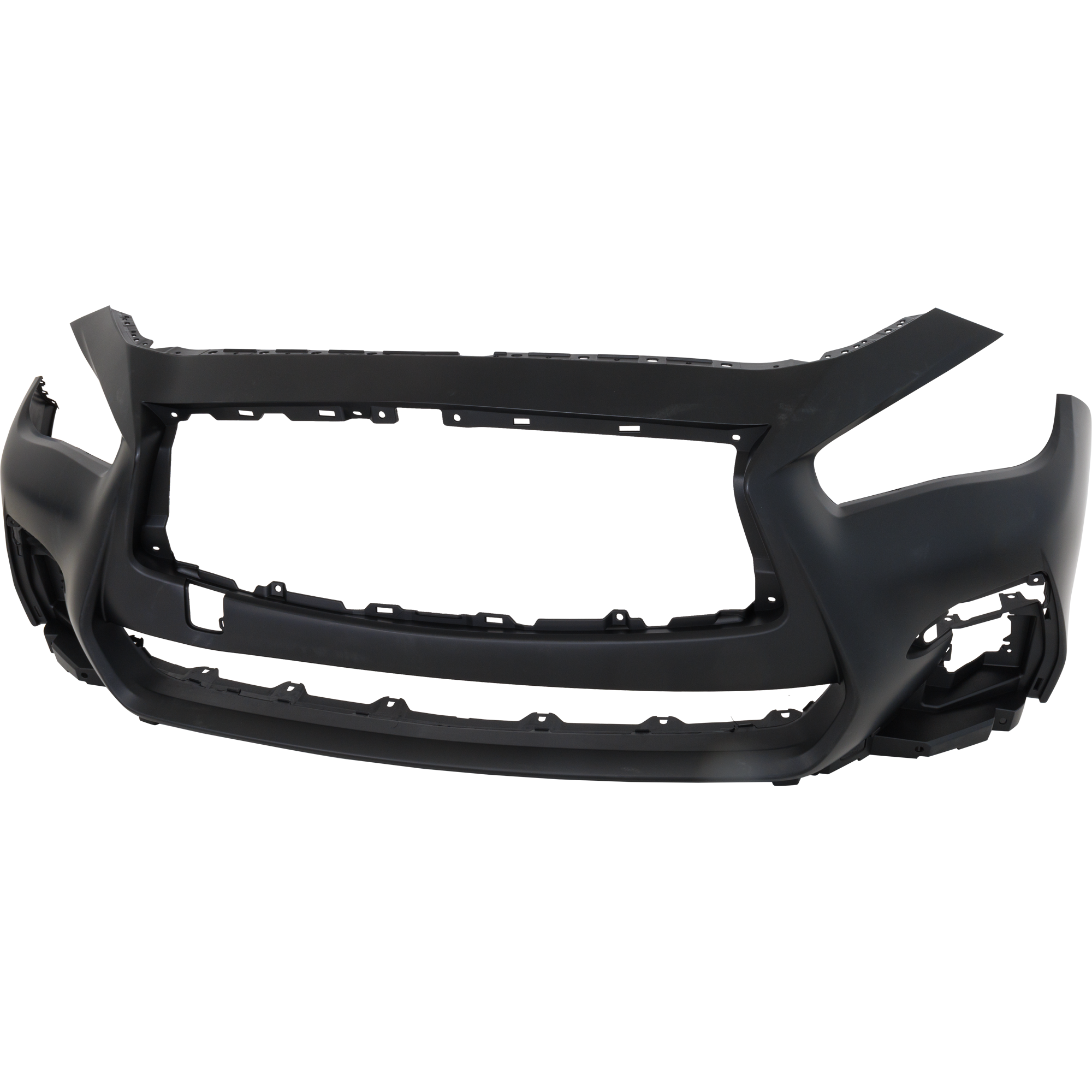 AM Q50-18-20 FRONT BUMPER COVER Primed Red Sport 400 Signature Edition Sport Models w o Object Sensor Holes SKU RI01030018P Partslink IN1000282 OEM 620226HJ0H