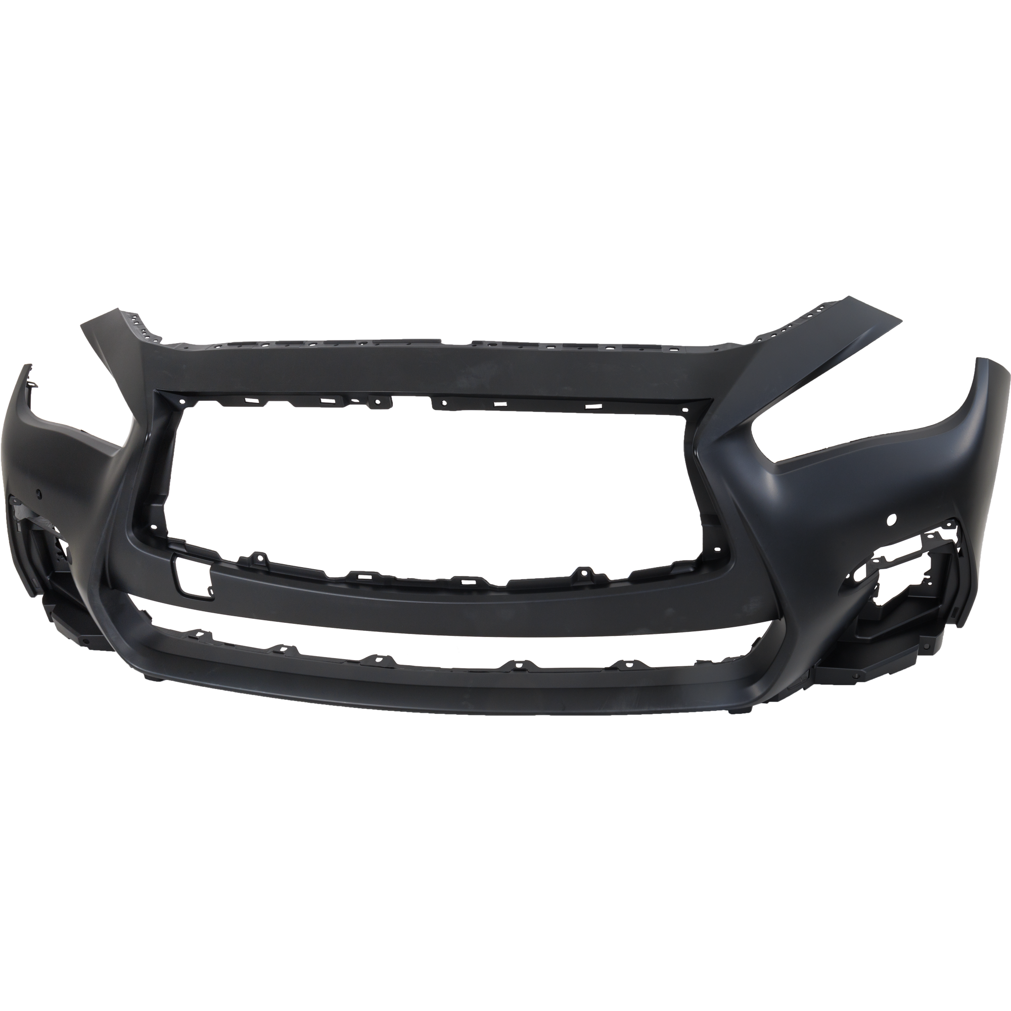 AM Q50-18-24 FRONT BUMPER COVER Primed Red Sport 400 Signature Edition Sport Models w Object Sensor Holes SKU RI01030020P Partslink IN1000283 OEM 620226HJ1H