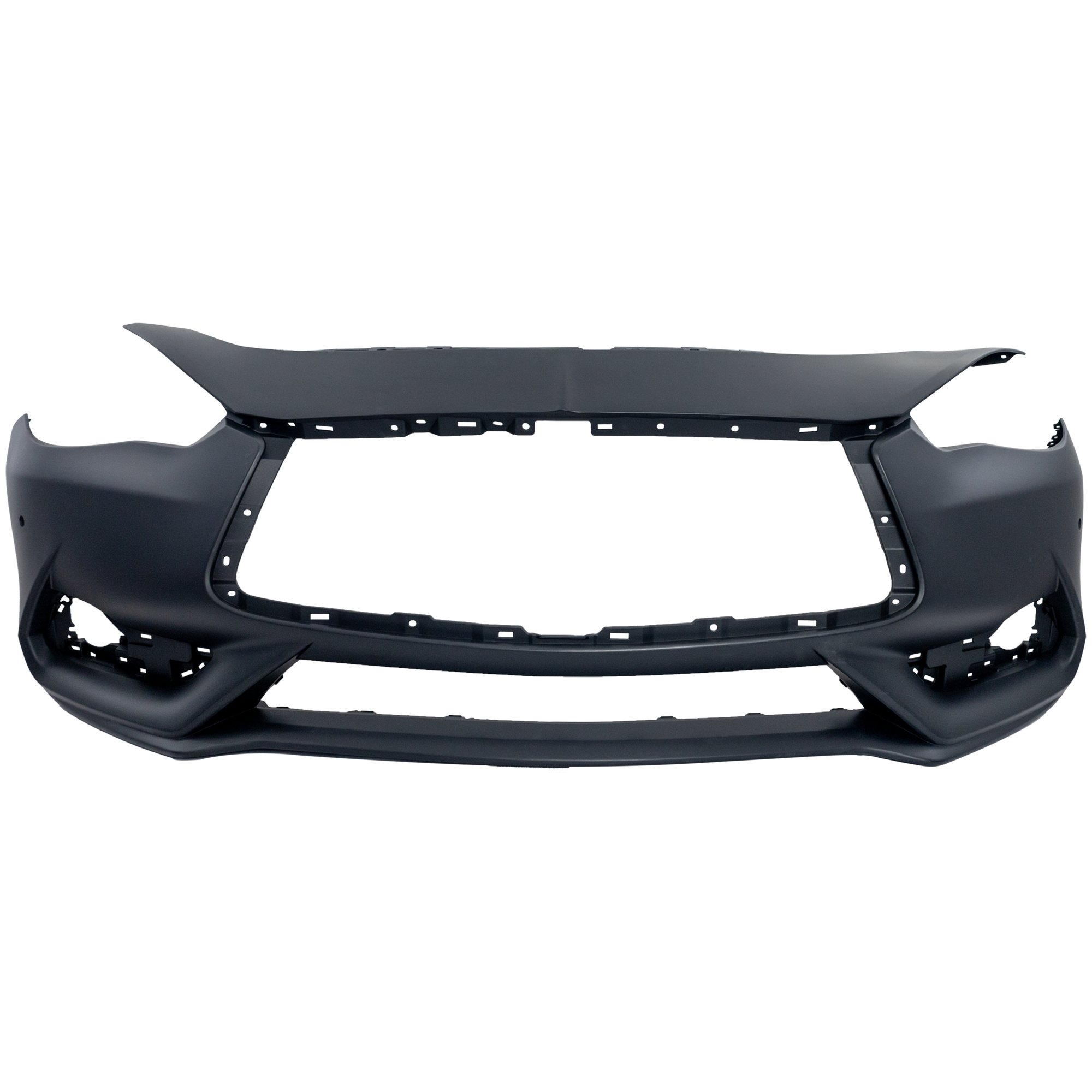 AM Q60-17-22 FRONT BUMPER COVER Primed w Object Sensors CAPA SKU RI01030023PQ Partslink IN1000276C OEM 620225CH0H