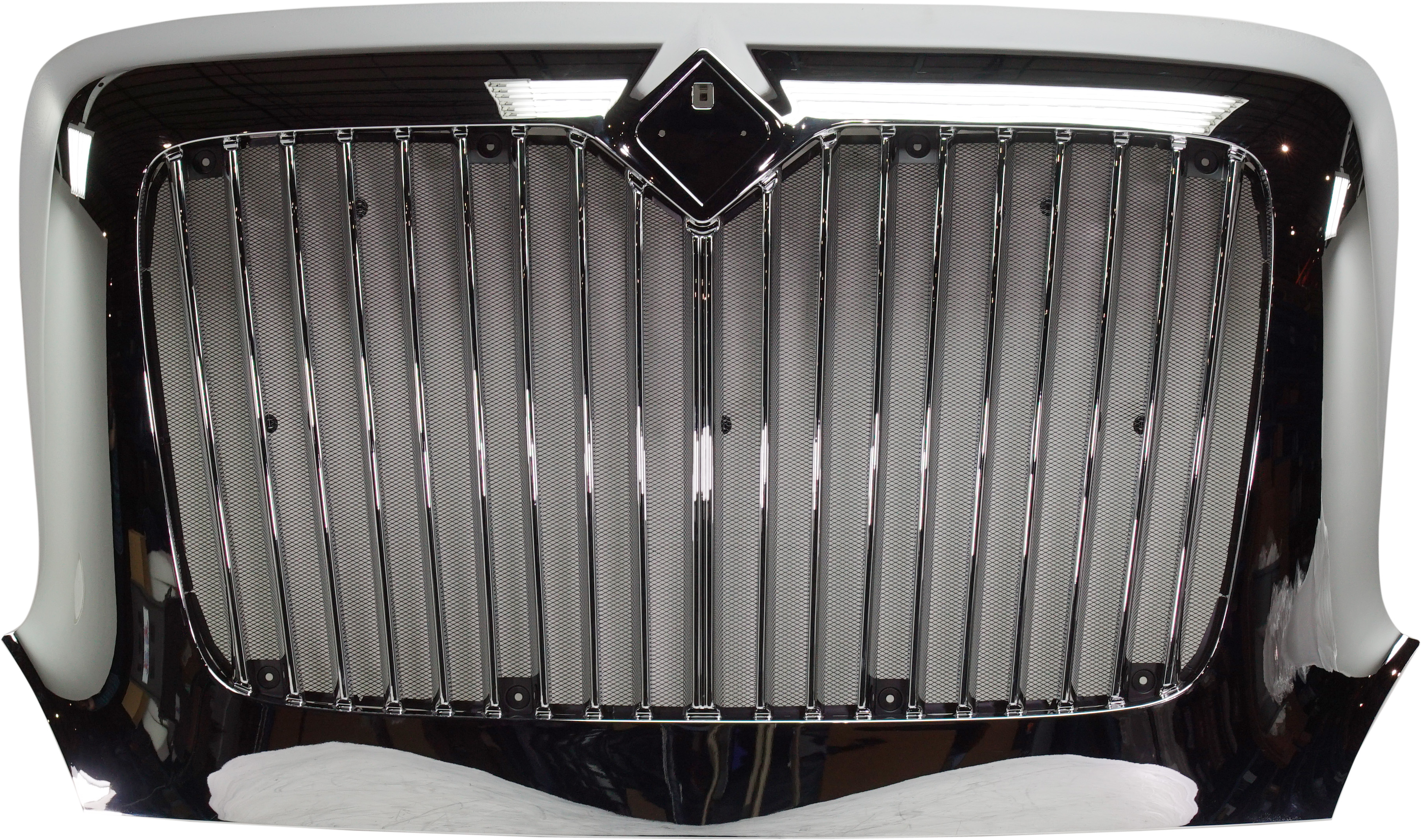 AM INTERNATIONAL TRANSTAR 02-15 GRILLE Vertical Bar Insert Chrome Shell and Insert w Bug Screen SKU RI07010006 HD OEM 3556409C95