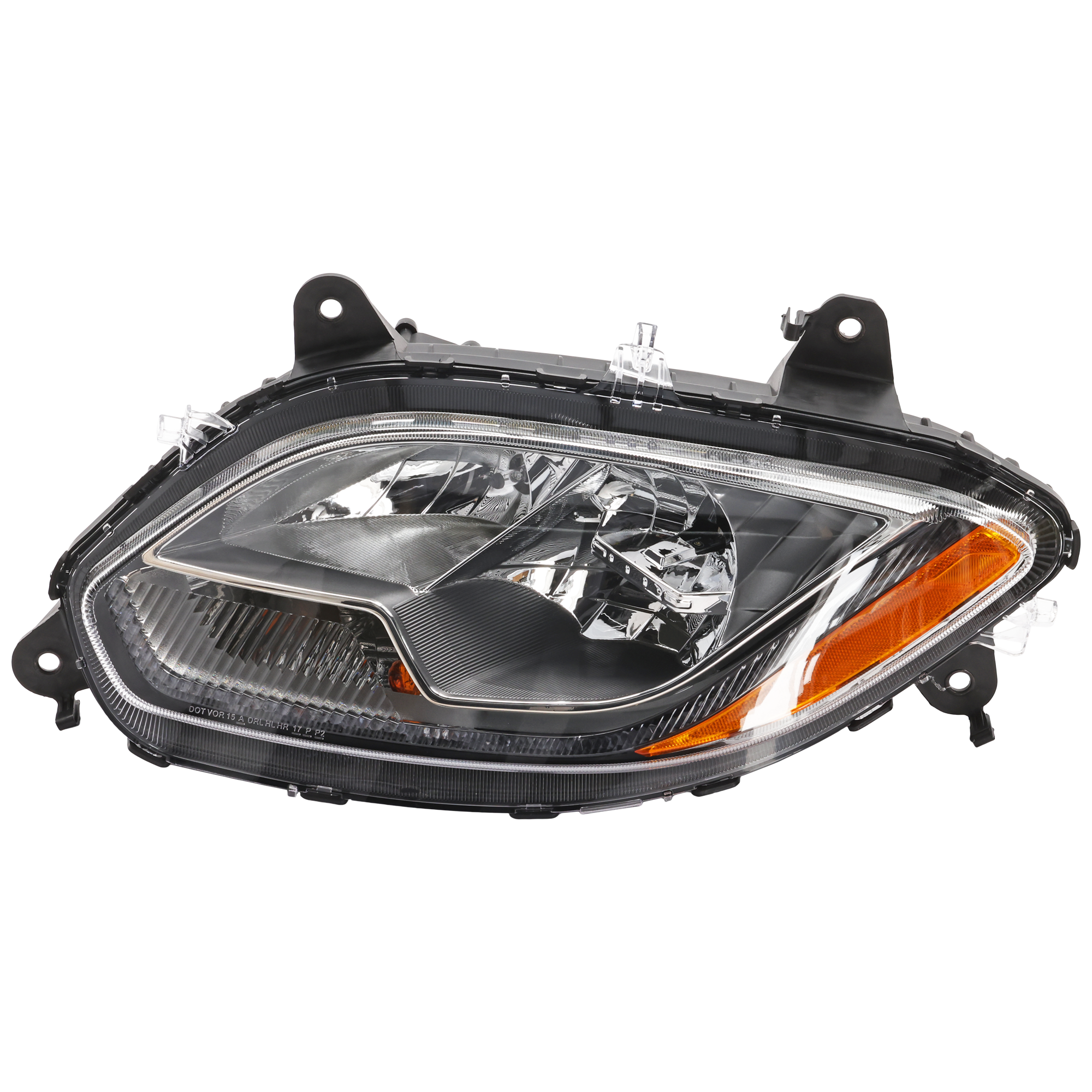 AM INTERNATIONAL LT625-17-24 HEAD LAMP LH Assembly Black High Beam Halogen Low Beam LED 12V OE Design SKU RI10010050A HD OEM 4049967C96-4049967C98-4049967C