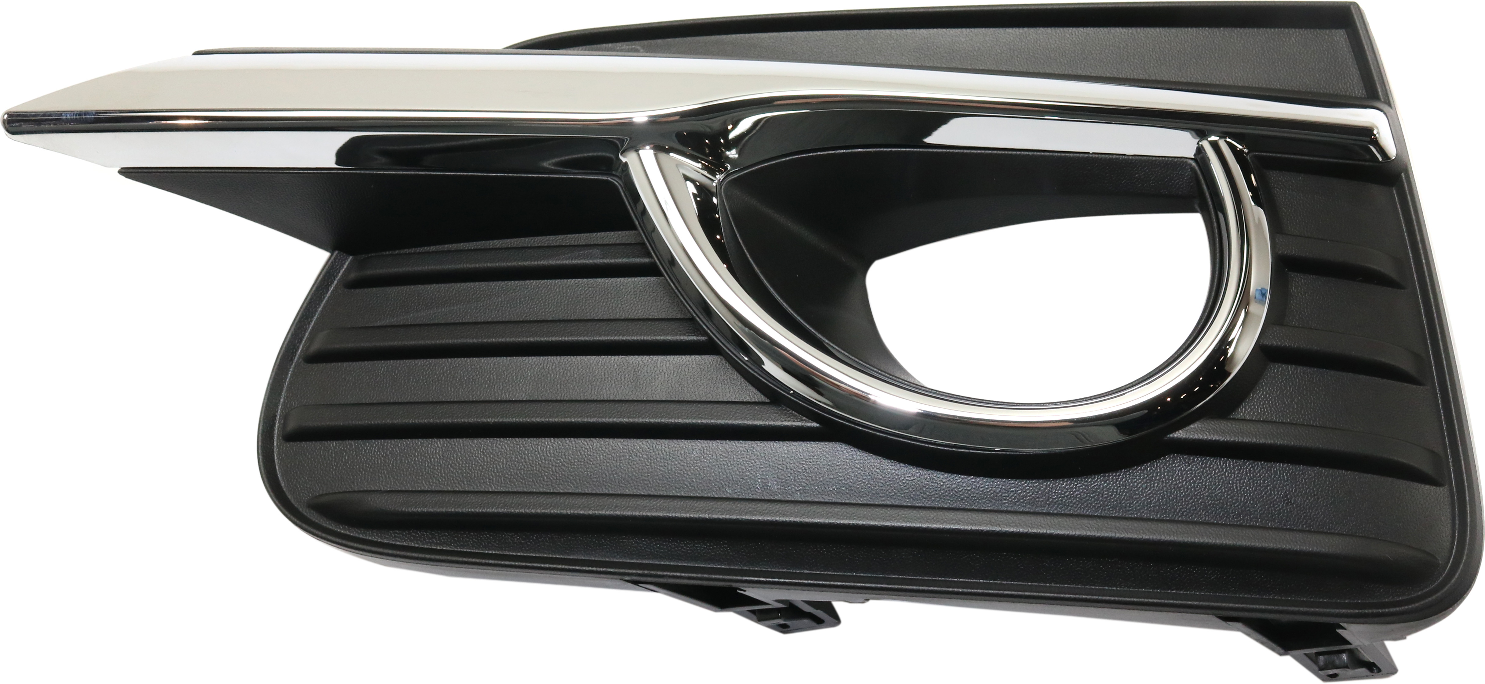 AM Q50-14-17 FRONT FOG LAMP MOLDING LH Black w Chrome Trim Base Hybrid Standard Type Premium Models SKU RI10820002 Partslink IN1038105 OEM 622574GA0A