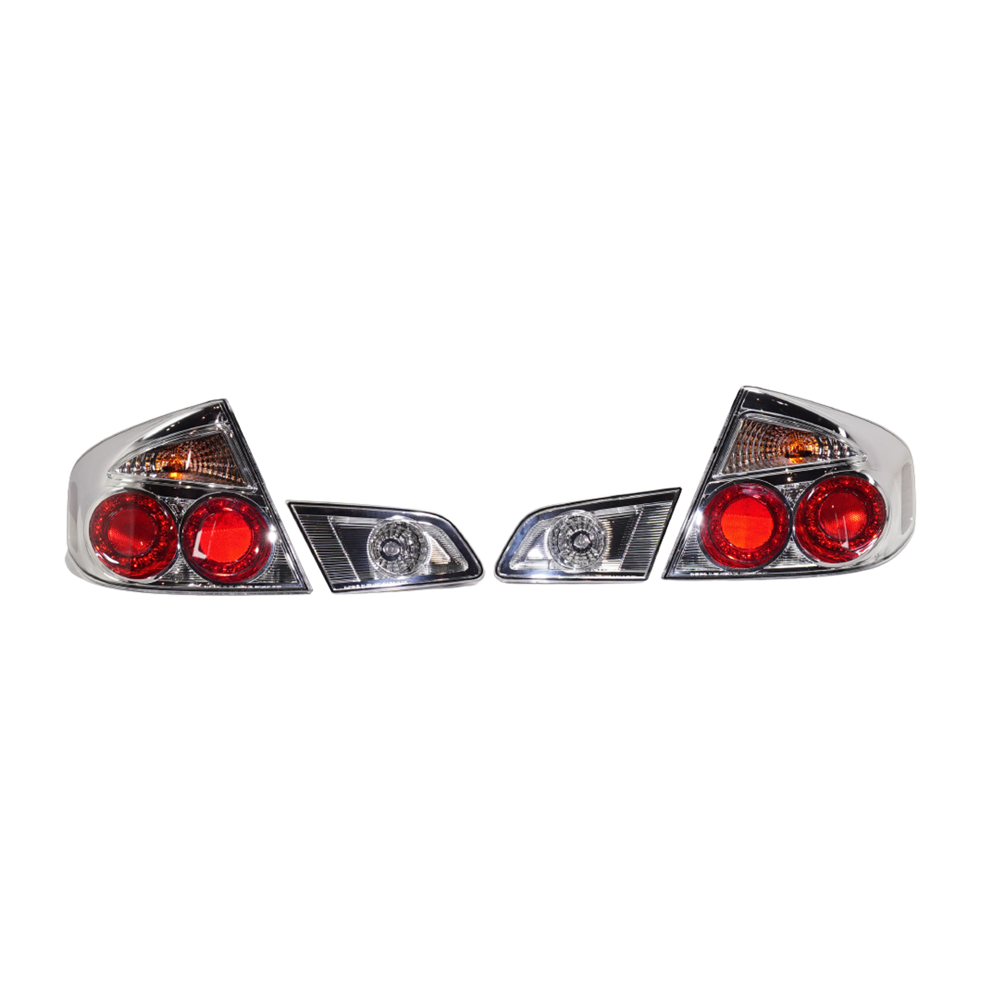 AM G35-05-06 TAIL LAMP RH AND LH Inner and Outer LED Assembly LED Clear Lens Chrome Interior Sedan 4 Piece SKU RI73010011 Partslink IN2811103 OEM 26555AC725-26550AC725-26540AC5