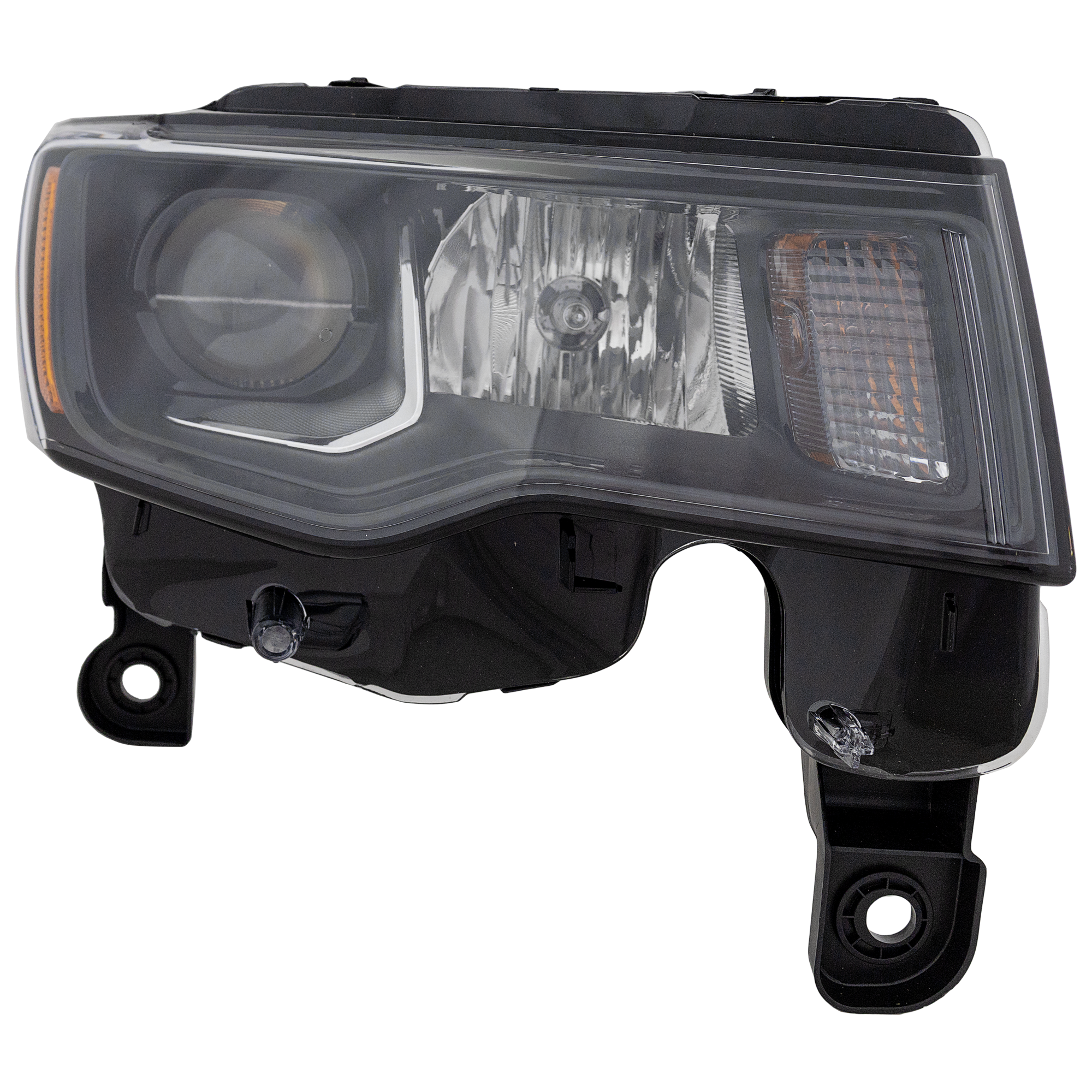AM GRAND CHEROKEE WK 17-22 HEAD LAMP RH Assembly Halogen Black Trim Standard Type CAPA SKU RJ10010007Q Partslink CH2503309C OEM 68266646AE