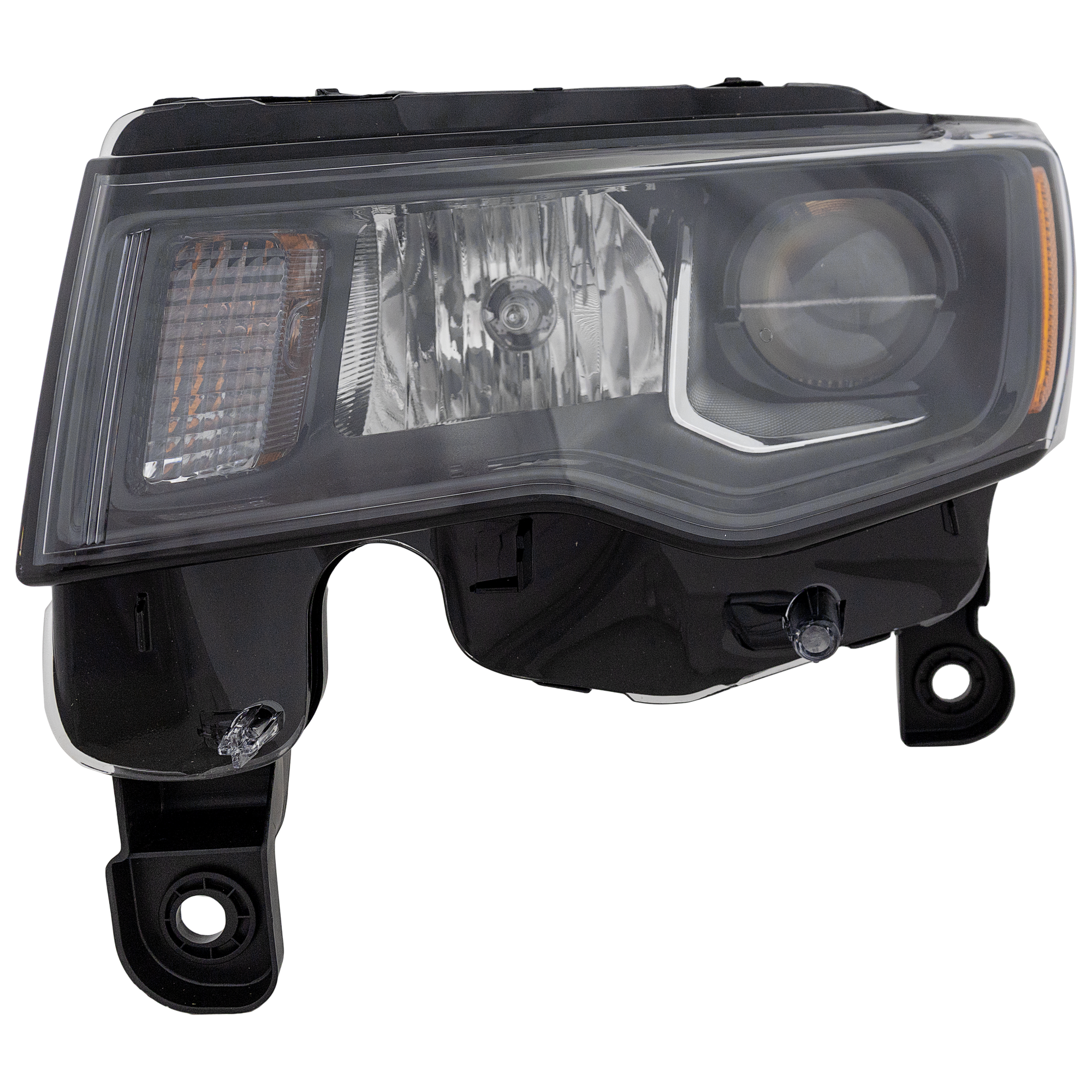 AM GRAND CHEROKEE WK 17-22 HEAD LAMP LH Assembly Halogen Black Trim Standard Type CAPA SKU RJ10010008Q Partslink CH2502309C OEM 68266647AE