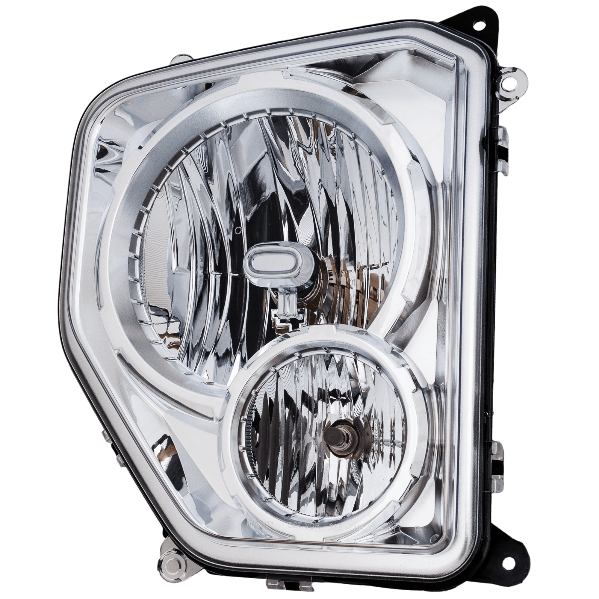 AM LIBERTY 08-12 HEAD LAMP RH Assembly Halogen w o Black Bezel w Fog Light Round Bulb Shield SKU RJ10010035A Partslink CH2503233 OEM 55157338AE PFM