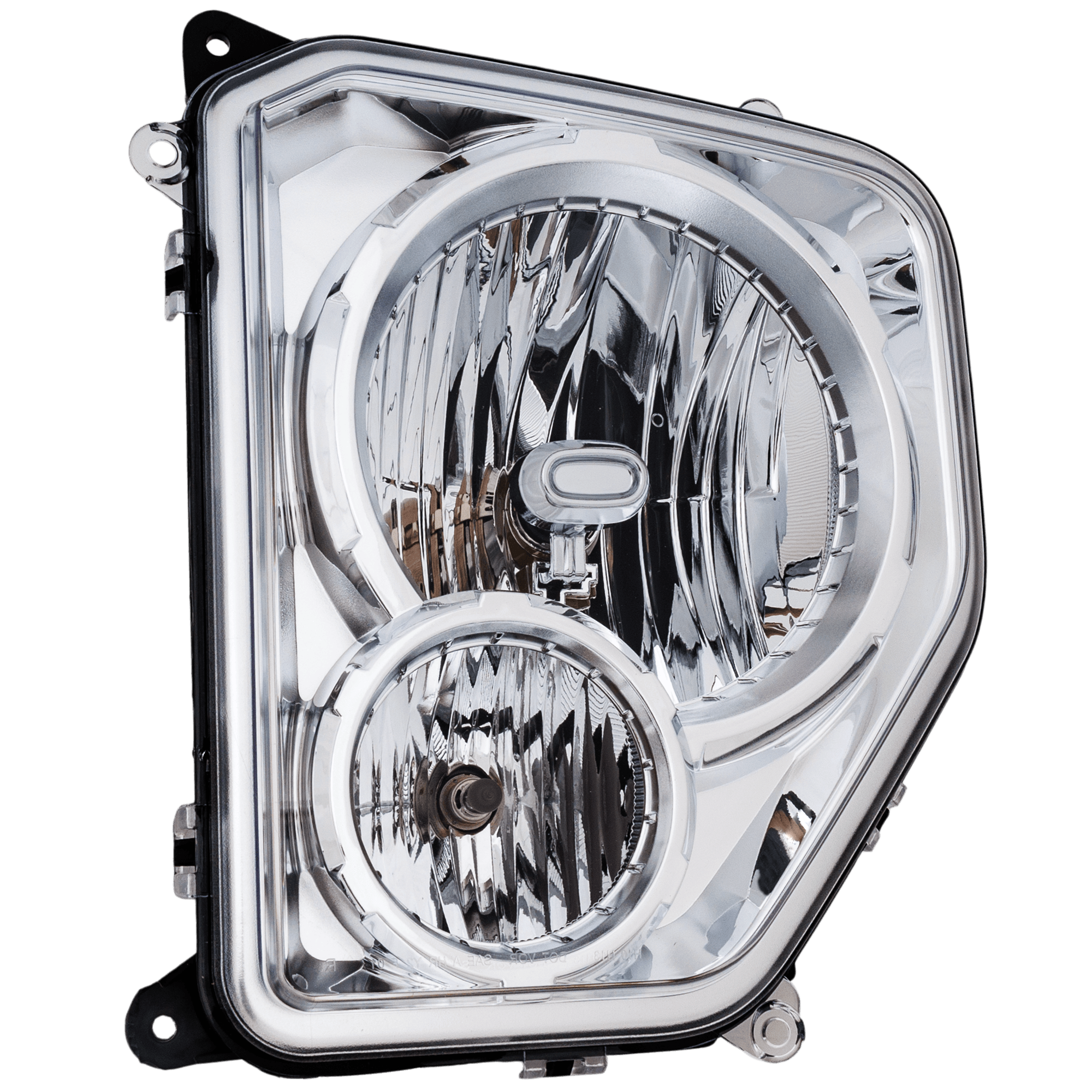 AM LIBERTY 08-12 HEAD LAMP LH Assembly Halogen w o Black Bezel w Fog Light Round Bulb Shield SKU RJ10010036A Partslink CH2502233 OEM 55157339AE PFM