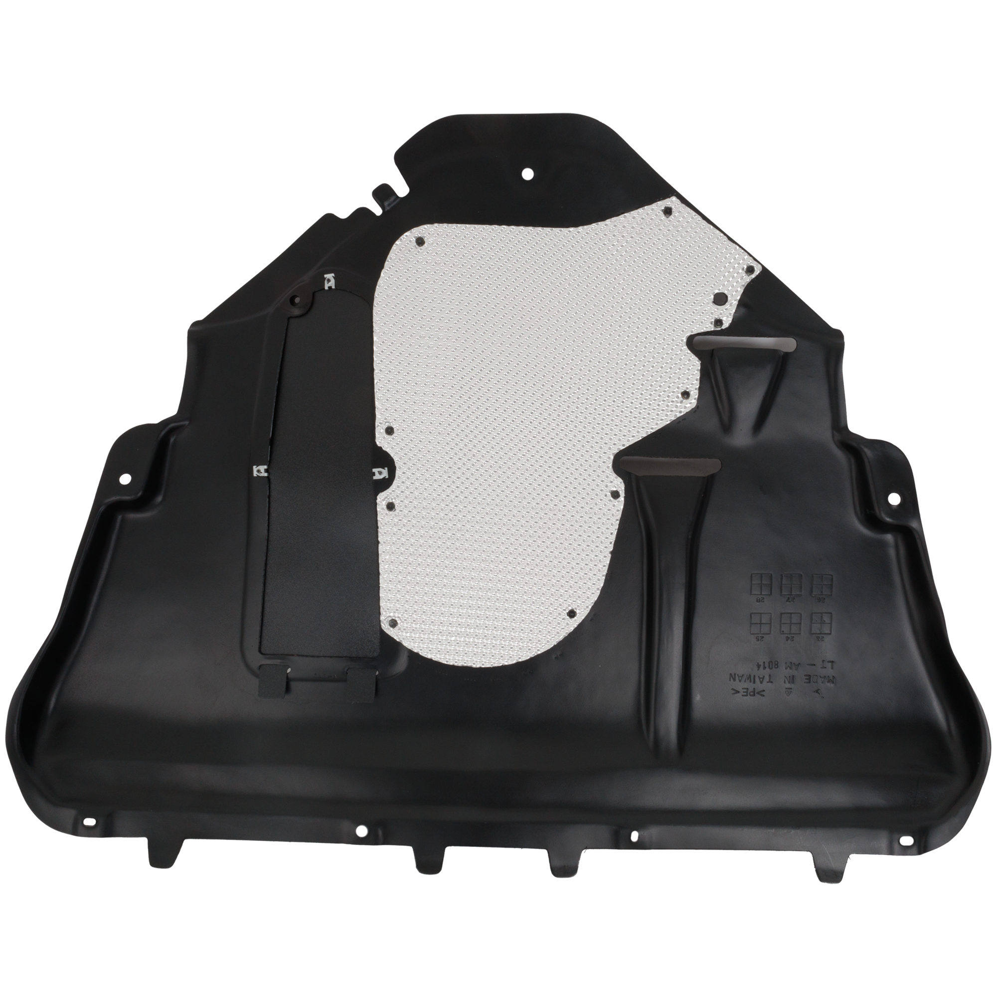 AM CHEROKEE 19-23 ENGINE SPLASH SHIELD Lower Vacuum Form w Aluminum Pad 2.0L Eng. Front Wheel Drive w o Insulation Foam SKU RJ31010014 Partslink CH1228184 OEM 68288225AC