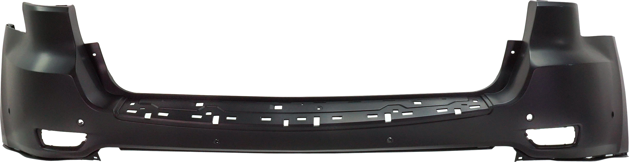 AM GRAND CHEROKEE 14-22 REAR BUMPER COVER Primed 80th Anniv Laredo Limited w o Limited X Pkg Overland Summit Trailhawk Models w Blind Spot Detection w Park Assist Sensor Holes CAPA SKU RJ76010022PQ Partslink CH1100A36C OEM 68334936AB