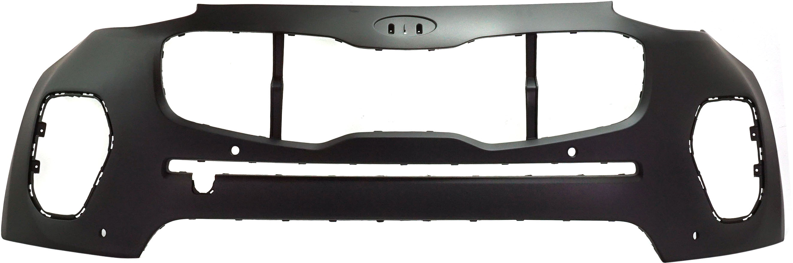 AM SPORTAGE 17-19 FRONT BUMPER COVER Upper Primed w Parking Aid Snsr Holes FWD CAPA SKU RK01030013PQ Partslink KI1000185C OEM 86510D9010