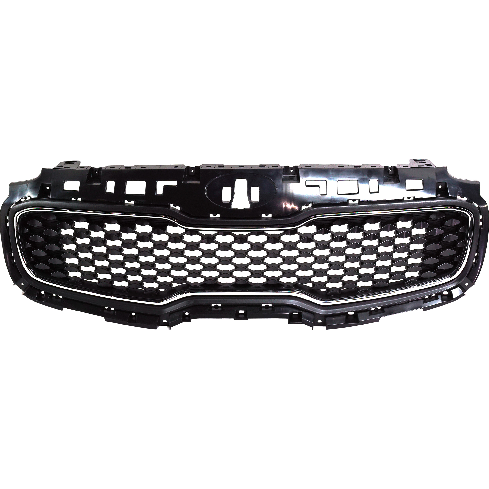 AM SPORTAGE 17-19 GRILLE Paintable Flat Black Shell and Insert w Chrome Molding SKU RK07010007 Partslink KI1200194 OEM 86350D9000