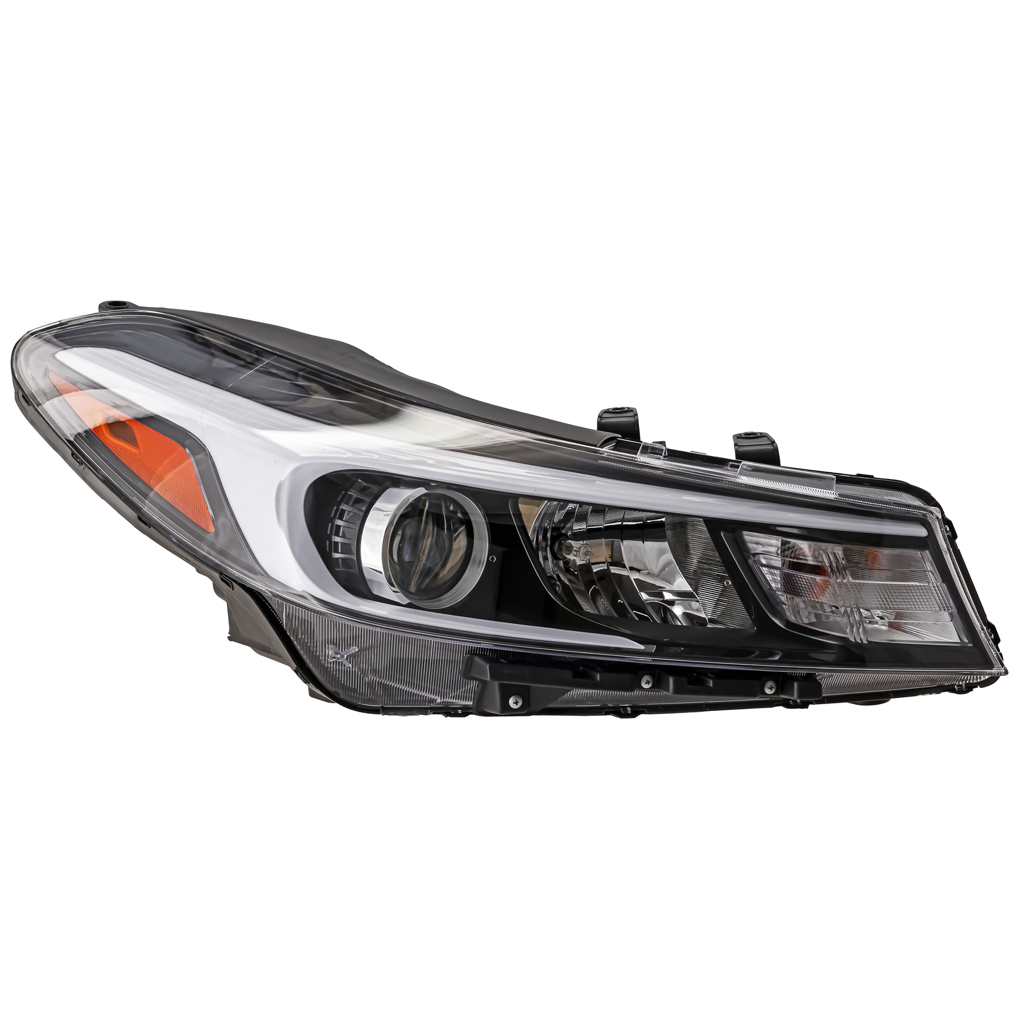 AM FORTE FORTE5-17-18 HEAD LAMP RH Assembly Halogen w o LED Position Light To 7-4-17 CAPA SKU RK10010011Q Partslink KI2503201C OEM 92102B0700