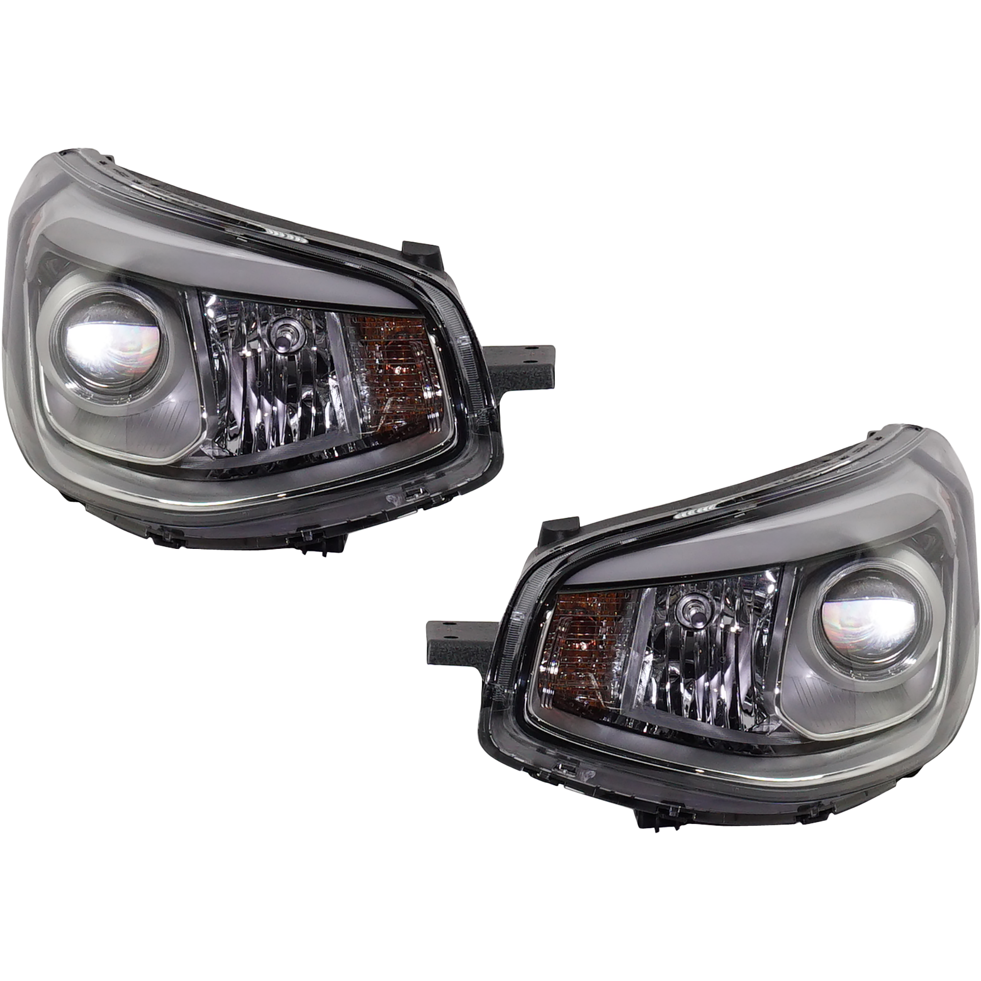 AM SOUL 14-16 HEAD LAMP RH AND LH Assembly Chrome Halogen Projector Type 2 PIece SKU RK10010043 Partslink KI2505100 OEM 92102B2050-92101B2050