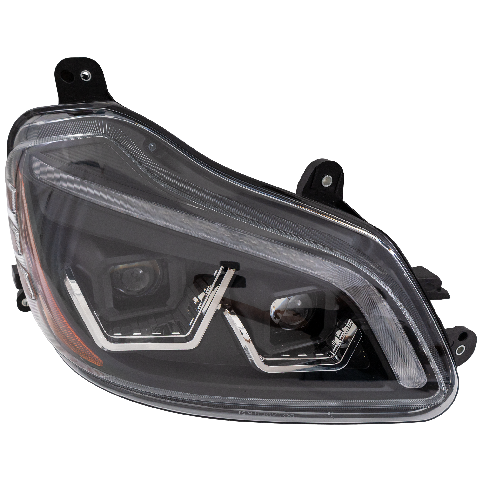AM T680 HD TRUCK 13-22 HEAD LAMP RH Assembly Performance LED w Black LED Strip 12V SKU RK10010069 HDU OEM P54610310000R