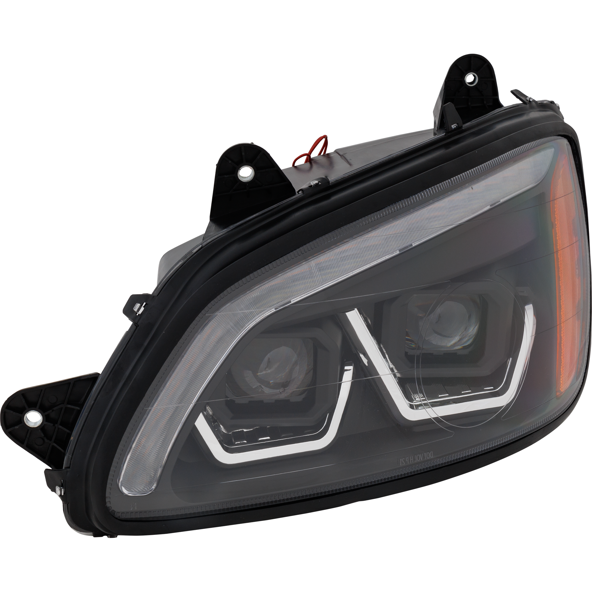 AM T660 HD TRUCK 08-16 HEAD LAMP LH Assembly Performance LED w Yellow White LED Black Strip 12V SKU RK10010078 HDA OEM P541059100