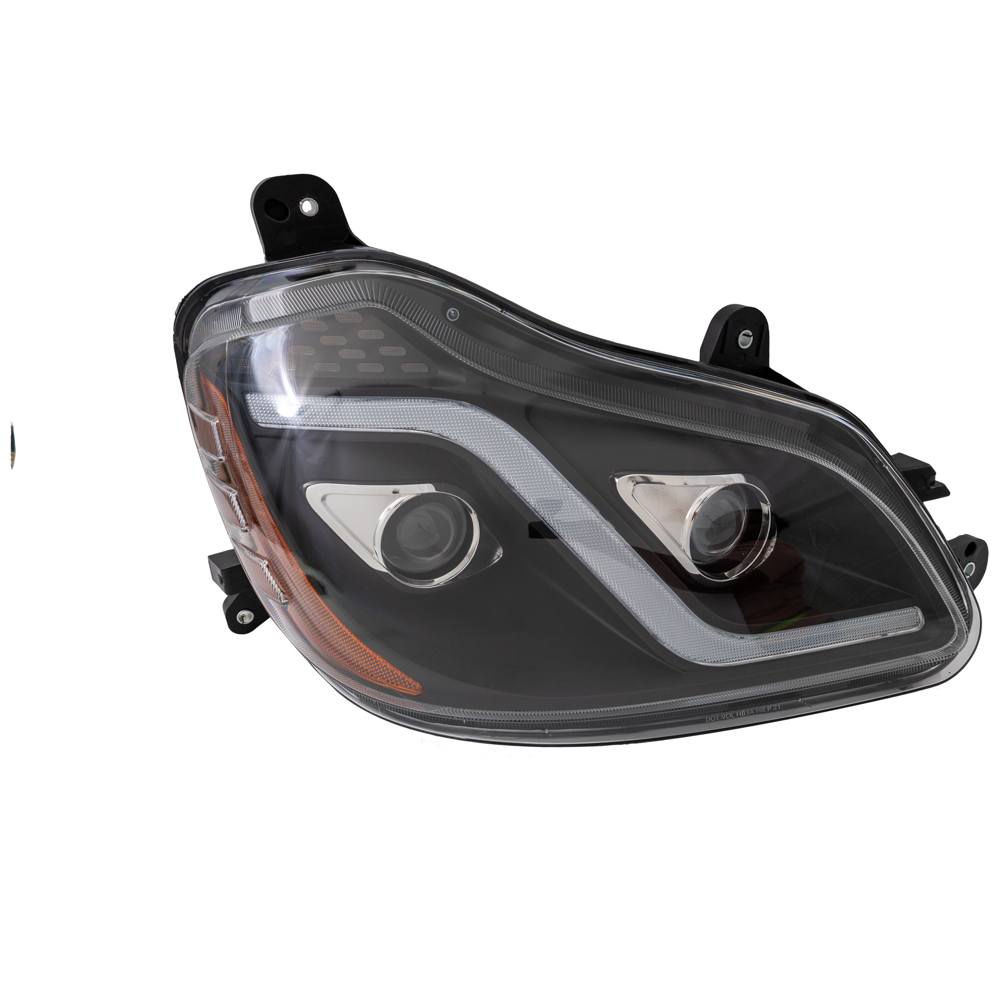 AM T680 HD TRUCK 13-22 HEAD LAMP RH Assembly LED Performance w Long Black LED Strip 12V SKU RK10010081A HD OEM P54610310000R