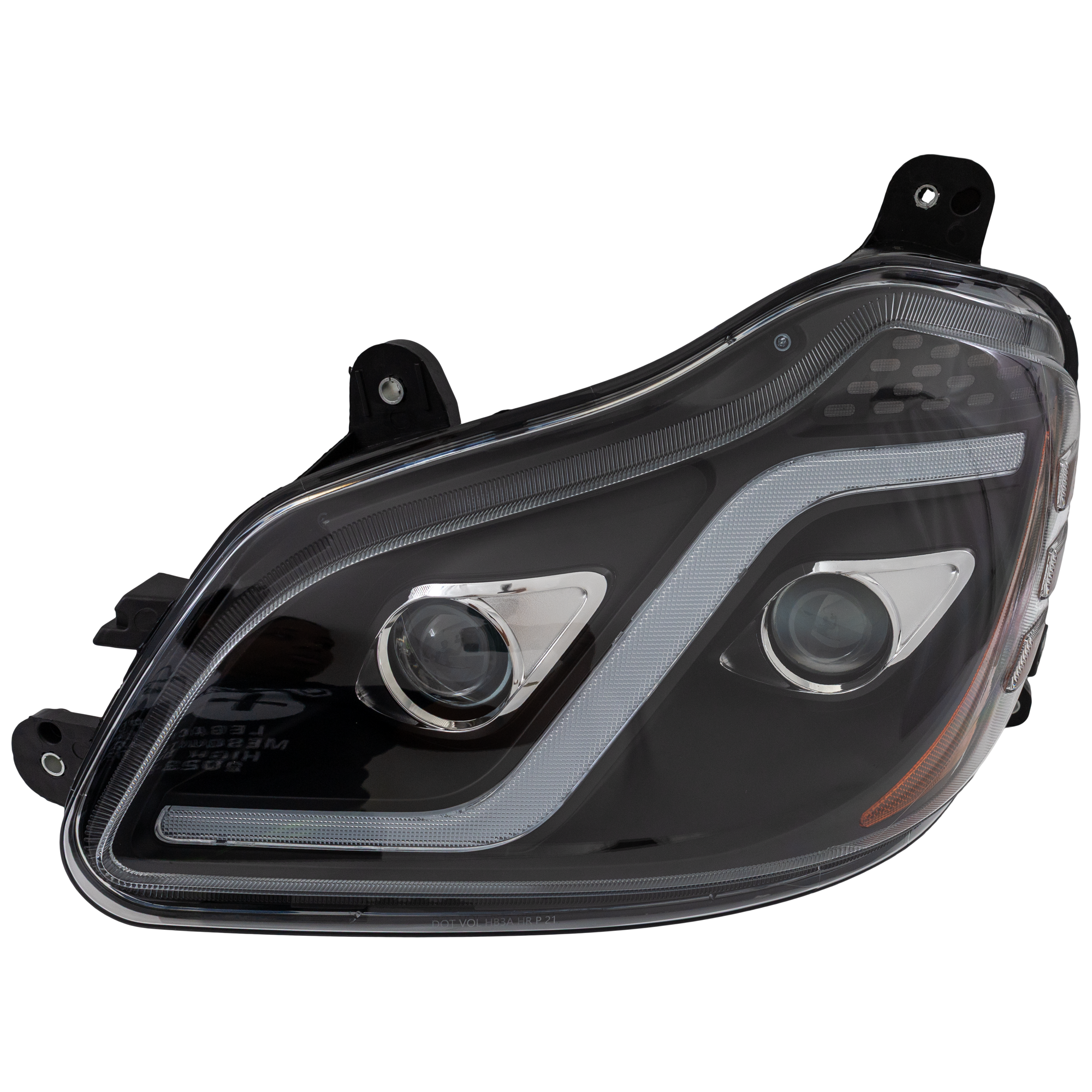 AM T680 HD TRUCK 13-22 HEAD LAMP LH Assembly LED Performance w Long Black LED Strip 12V SKU RK10010082A HD OEM P54610310000