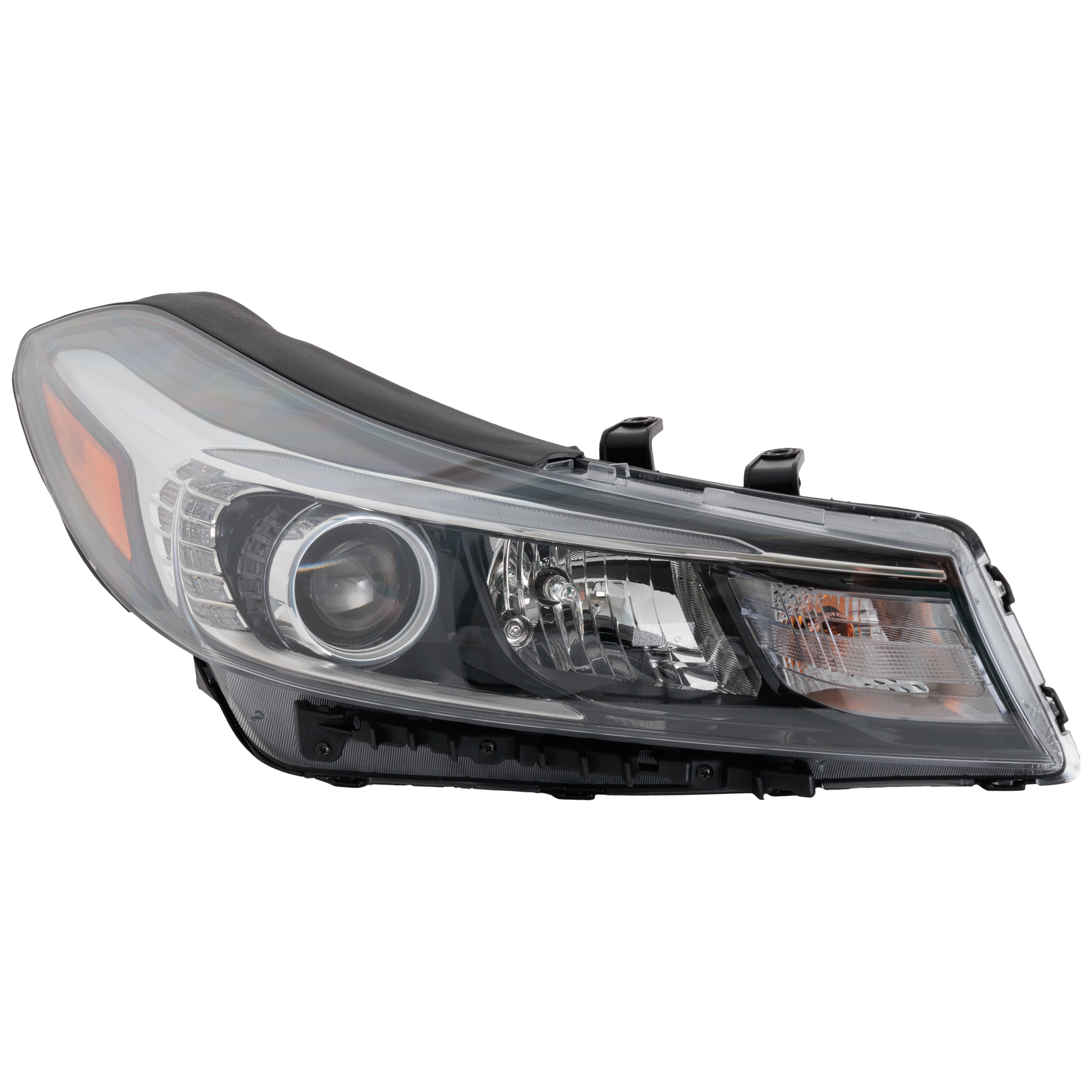 AM FORTE5-17-18 HEAD LAMP RH Assembly Halogen LX EX Models w LED Position Light w Side Maker Bulb and Signal Bulb CAPA SKU RK10010105AQ Partslink KI2503217C OEM 92102A7710