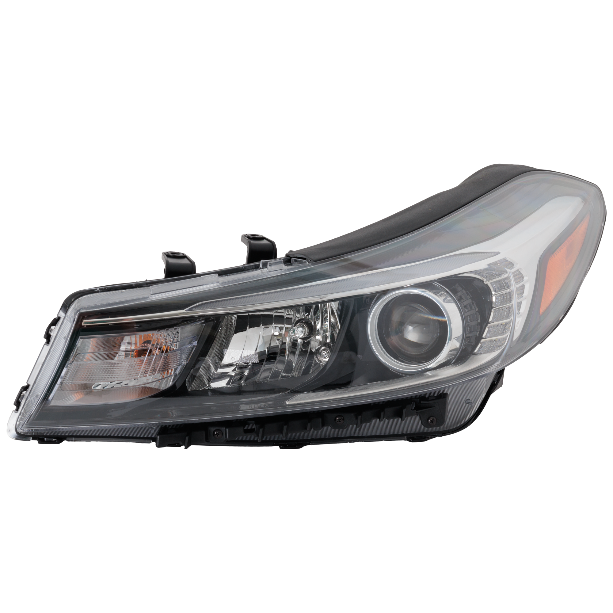AM FORTE5-17-18 HEAD LAMP LH Assembly Halogen LX EX Models w LED Position Light w Side Maker Bulb and Signal Bulb CAPA SKU RK10010106AQ Partslink KI2502217C OEM 92101A7710