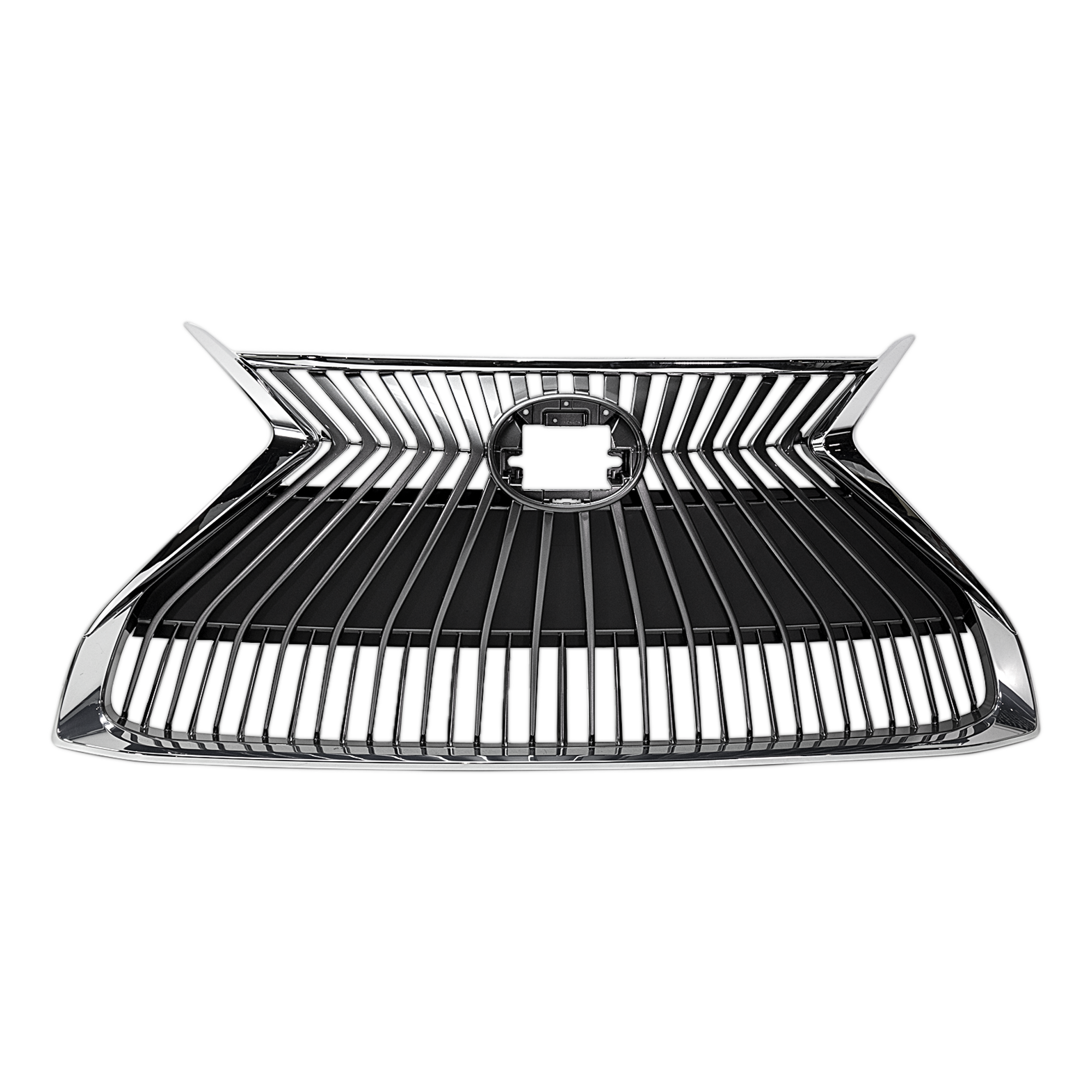 AM ES350 ES300h 19-21 GRILLE Grille Chrome Shell w Painted Silver Black Insert w o F Sport Package Camera Hole Park District Control Sensor Holes North America Japan Built Vehicle SKU RL07010043 Partslink LX1200199 OEM 5310106640