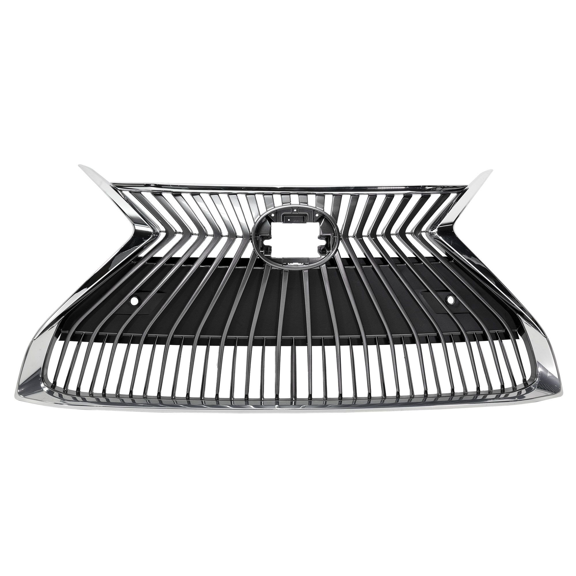 AM ES350 ES300h 19-21 GRILLE Grille Chrome Shell w Painted Silver Black Insert w o F Sport Package Camera Hole w Park District Control Sensor Holes North America Japan Built Vehicle SKU RL07010044 Partslink LX1200200 OEM 5310106650