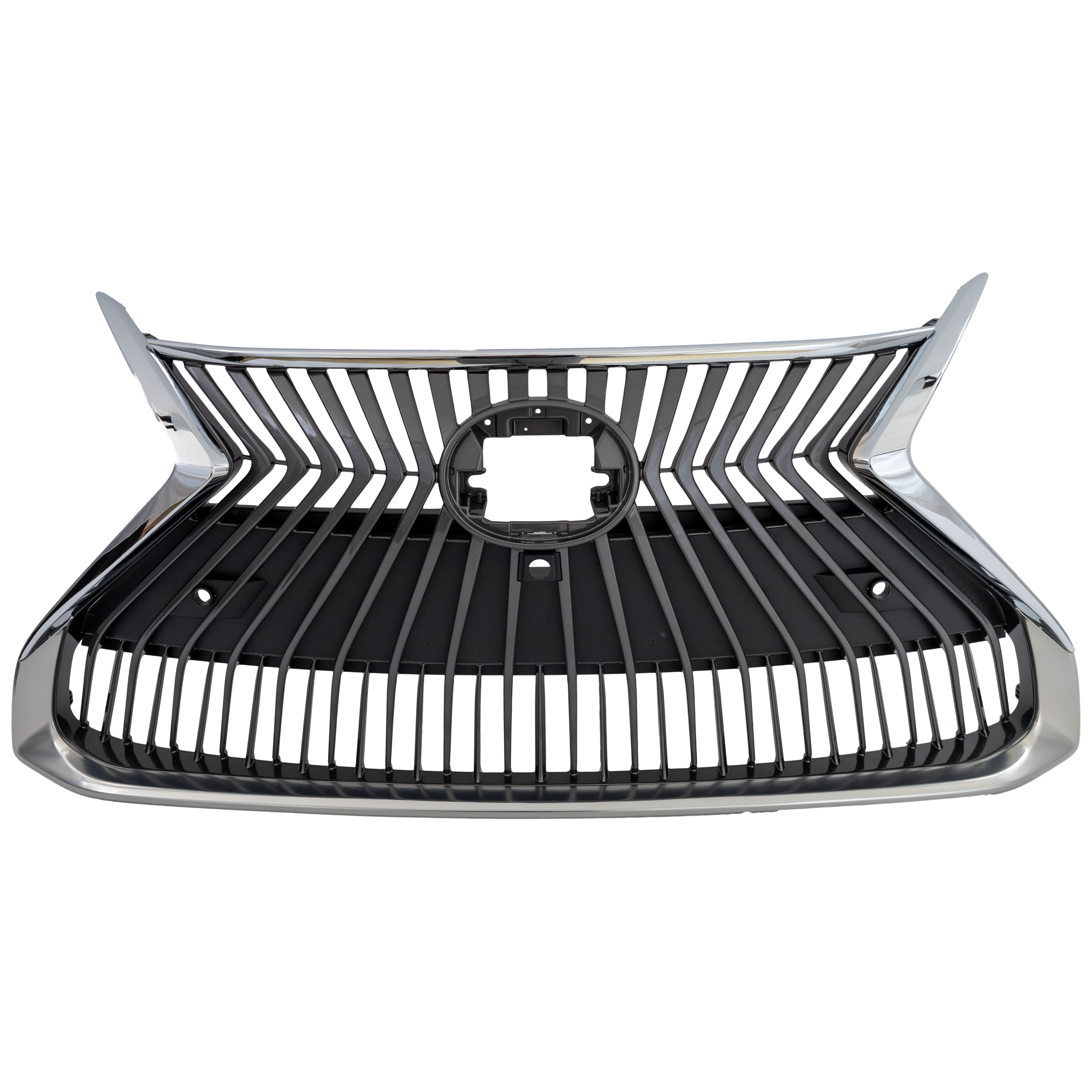AM ES350 ES300h 19-21 GRILLE Grille Chrome Shell w Painted Silver Black Insert w o F Sport Package w Camera Hole North America Japan Built Vehicle CAPA SKU RL07010045Q Partslink LX1200201C OEM 5310106660