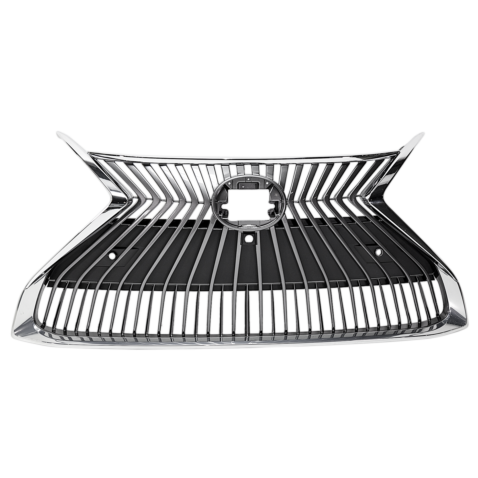 AM ES350 ES300h 19-21 GRILLE Grille Chrome Shell w Painted Silver Black Insert w o F Sport Package w Camera Hole North America Japan Built Vehicle SKU RL07010045 Partslink LX1200201 OEM 5310106660