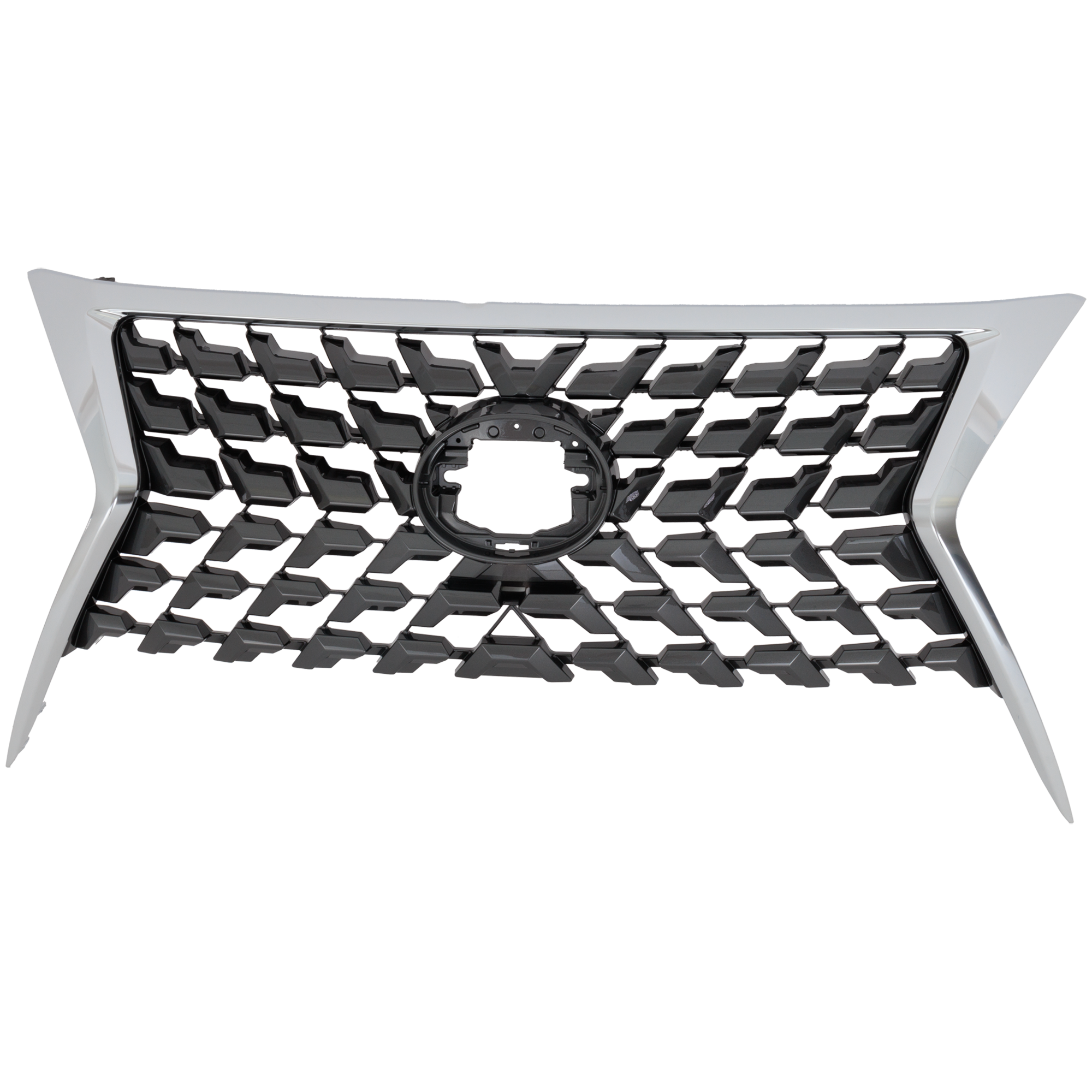 AM GX460-20-23 GRILLE Chrome Shell and Painted Gray Insert w o Black Line Edition w o Camera Hole Base Luxury Premium Models SKU RL07010071 Partslink LX1200217 OEM 5310160G30