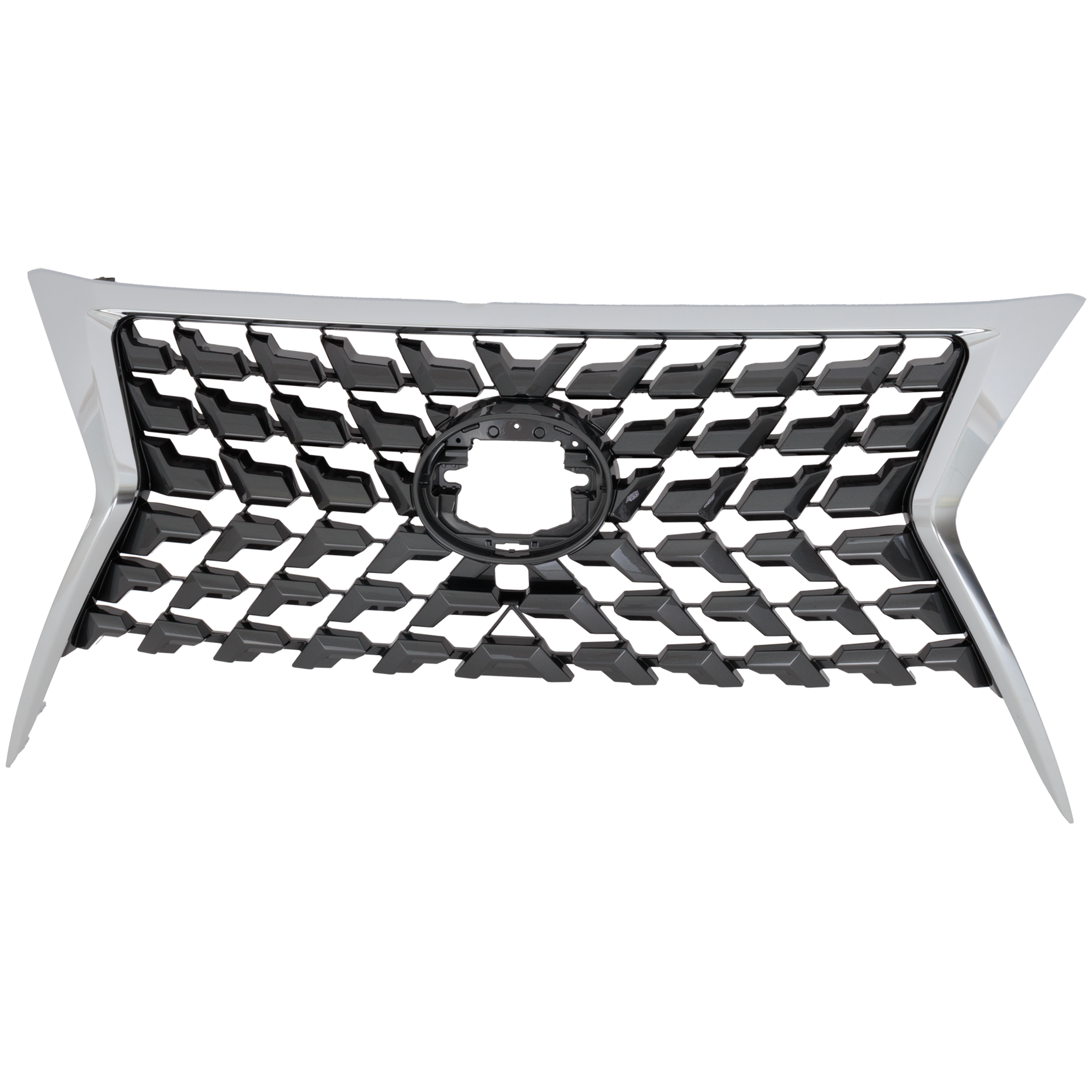 AM GX460-20-23 GRILLE Chrome Shell and Painted Gray Insert w o Black Line Edition w Camera Hole Base Luxury Premium Models SKU RL07010072 Partslink LX1200218 OEM 5310160G40