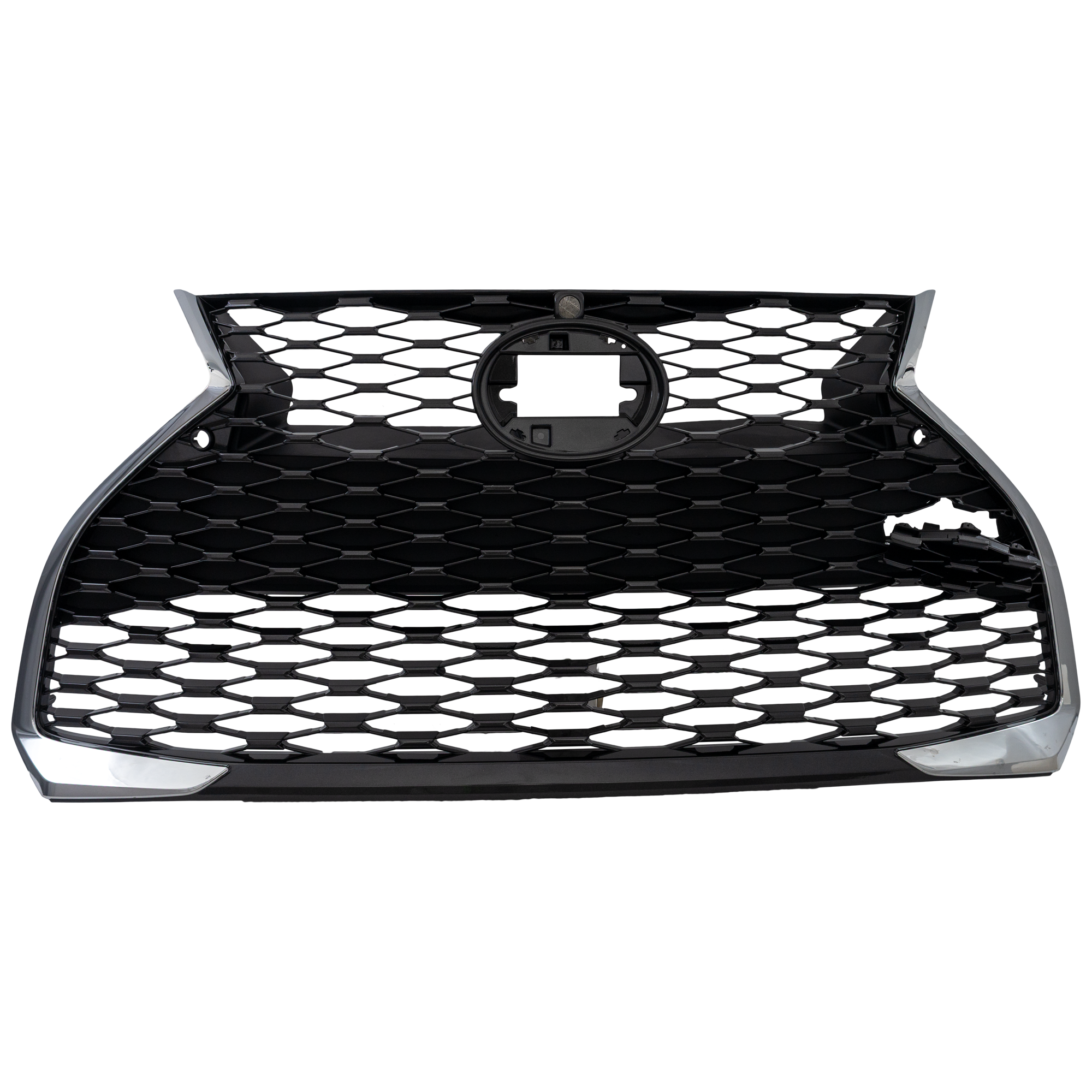 AM IS350 IS300-21-25 GRILLE Chome Shell Black Trim Base Model w Parking Assist Sensor Hole And Front View Camera w o F Sport Package SKU RL07010073 Partslink LX1200236 OEM 5310153A90
