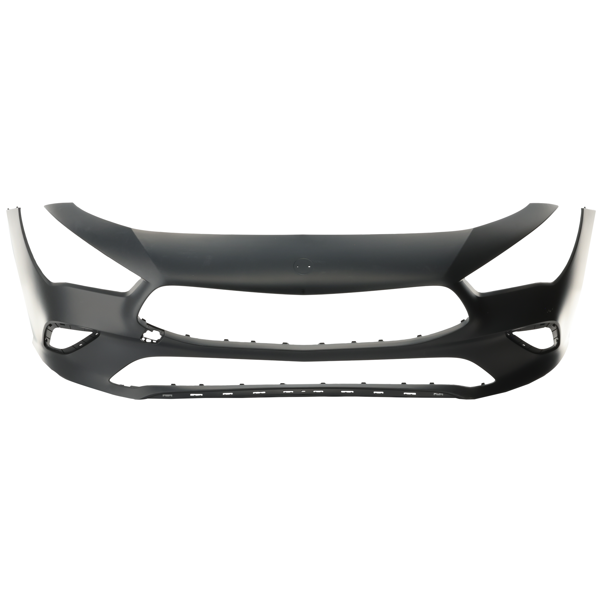AM CLA250-20-23 FRONT BUMPER COVER Primed w o AMG Pkg and Active Park Assist Sensor Holes CAPA SKU RM01030078PQ Partslink MB1000615C OEM 11888001009999-11888502039999