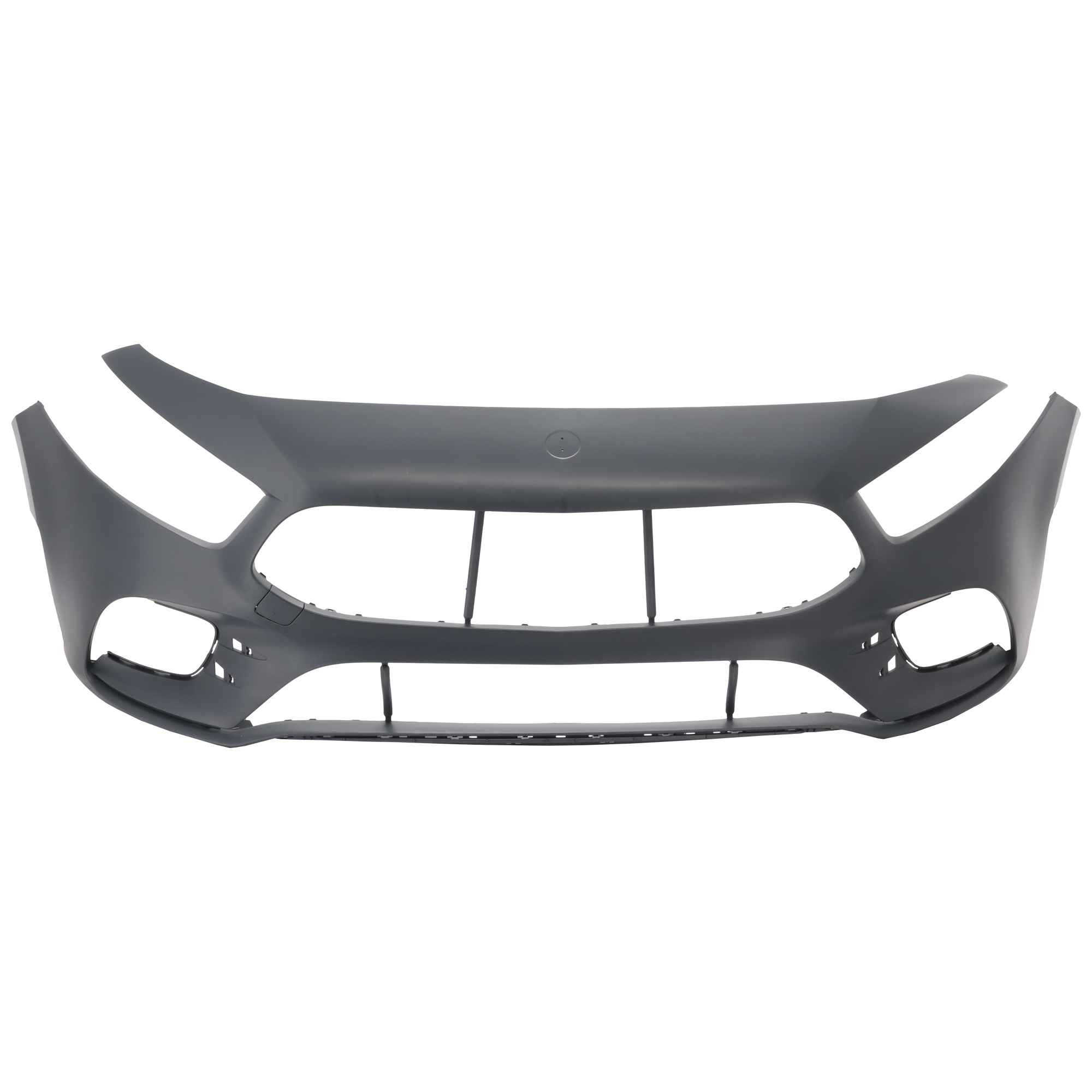 AM A35 AMG 20-22 FRONT BUMPER COVER Primed w o AMG Aerodynamics Package w o Active Park Assist Sensor Holes SKU RM01030103P Partslink MB1000603 OEM 1778802404649999-1778802404999