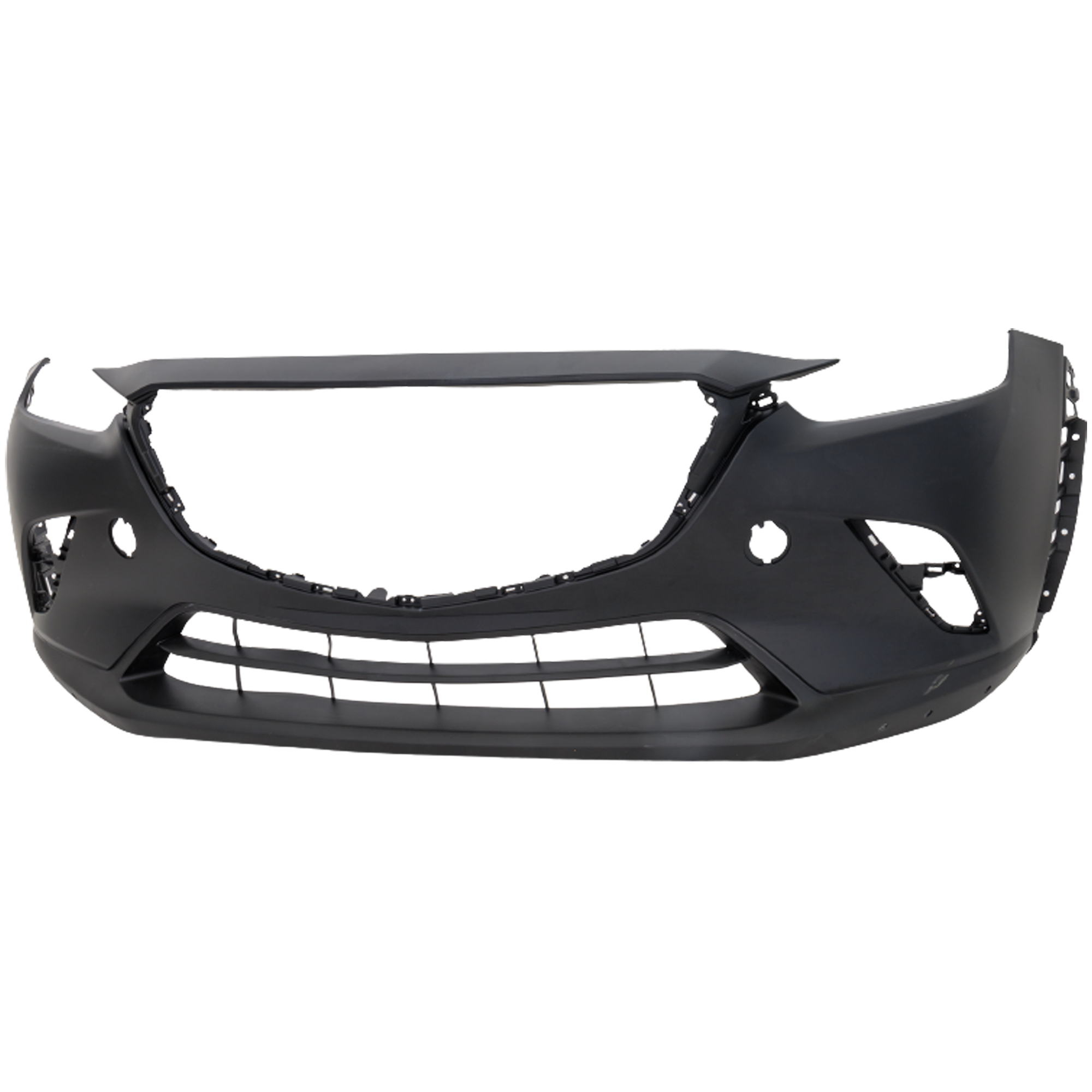 AM CX 3-19-22 FRONT BUMPER COVER Primed Top Textured Bottom w Chrome Molding CAPA SKU RM01030115PQ Partslink MA1000250C OEM DL8D50031BBB DSS250031ABB