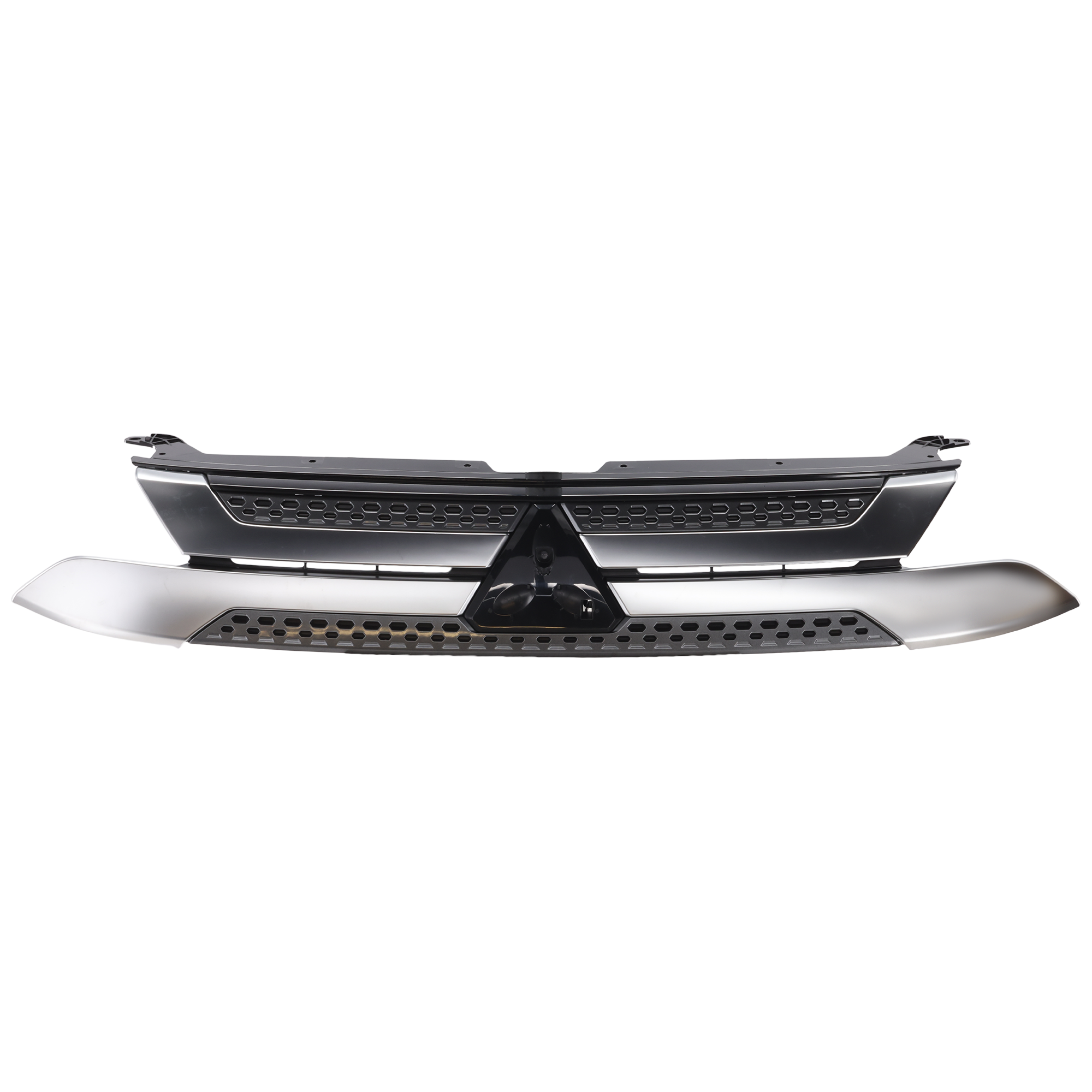 AM OUTLANDER 19-20 GRILLE Textured Black Shell and Insert w Silver Gray and Chrome Molding CAPA SKU RM07010045Q Partslink MI1200276C OEM 7450B298