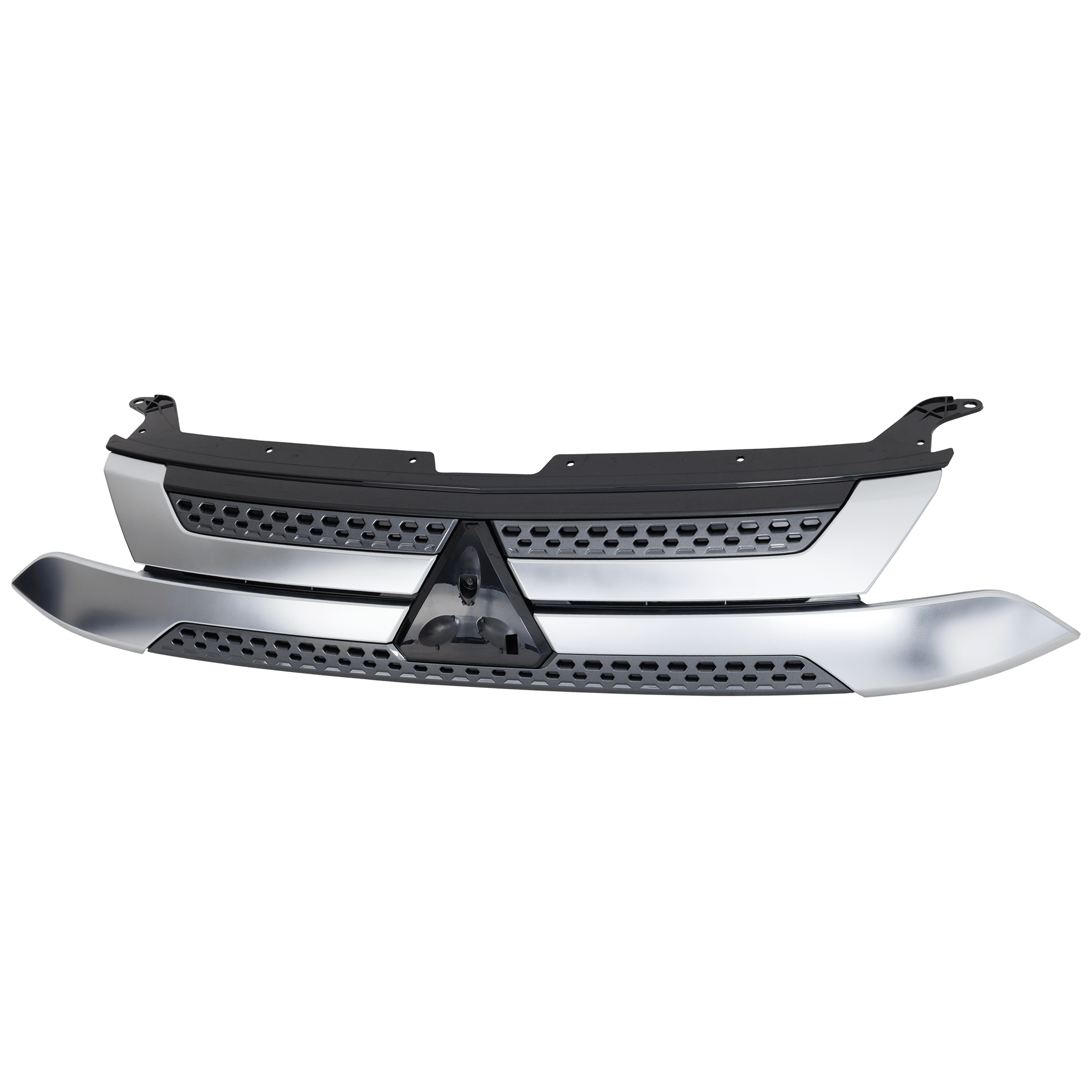 AM OUTLANDER 19-20 GRILLE Textured Black Shell and Insert w Silver Gray and Chrome Molding SKU RM07010045 Partslink MI1200276 OEM 7450B298