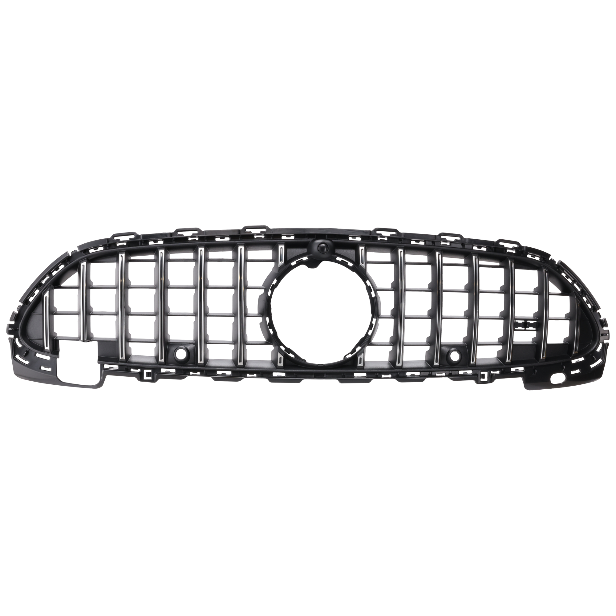 AM C43 AMG 23-23 GRILLE Chrome Shell with Silver Black Insert w o Camera Hole SKU RM07010094 Partslink MB1200217 OEM 2068888500