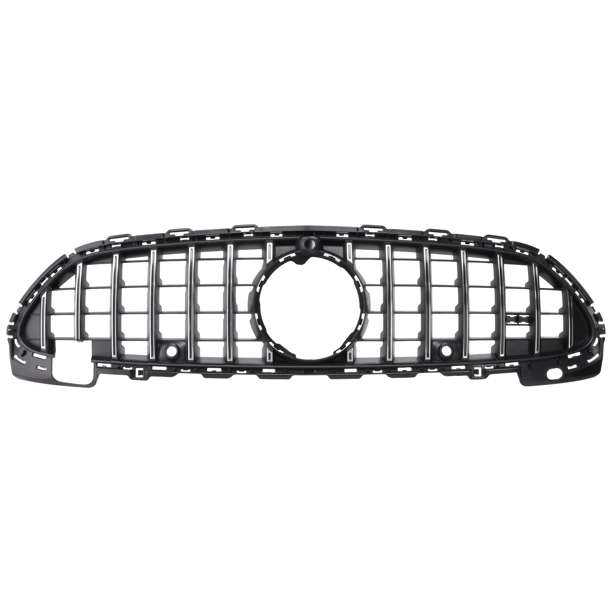 AM C43 AMG 23-23 GRILLE Chrome Shell with Silver Black Insert w Camera Hole SKU RM07010095 Partslink MB1200218 OEM 2068888600