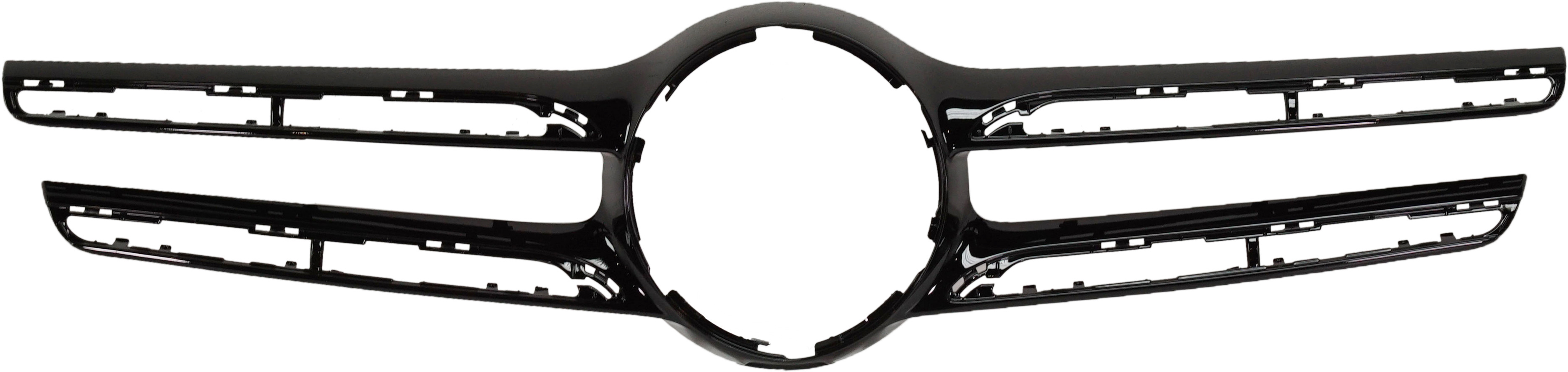AM GLC300-16-19 GRILLE MOLDING Center Ptd Black SUV w Distronic Cruise Control w Camera Hole SKU RM07070012 Partslink MB1210126 OEM 25388822009040