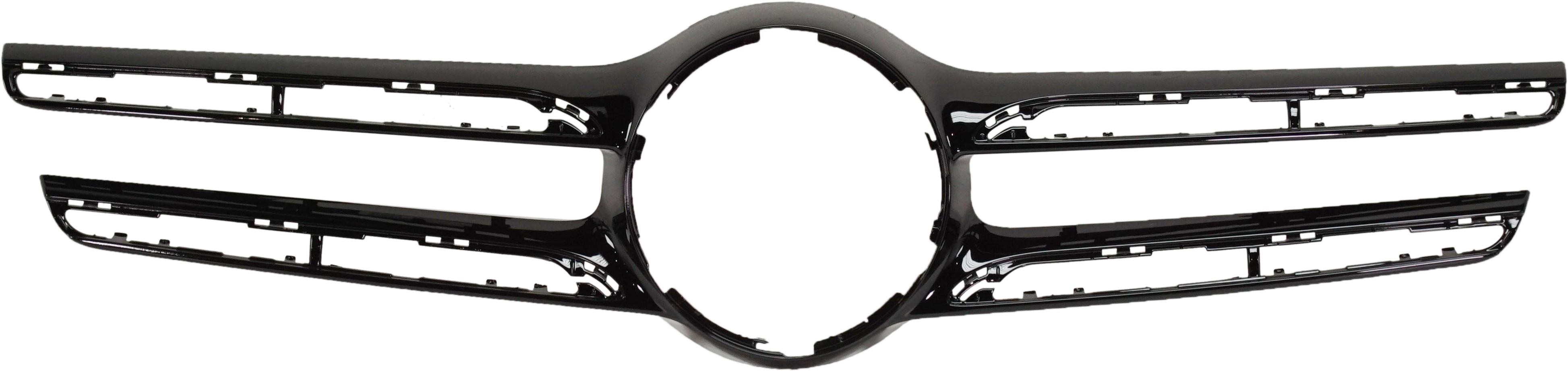 AM GLC300-16-19 GRILLE MOLDING Center Ptd Blk SUV w Distronic Cruise Control w o Camera Hole SKU RM07070014 Partslink MB1210124 OEM 25388823009040