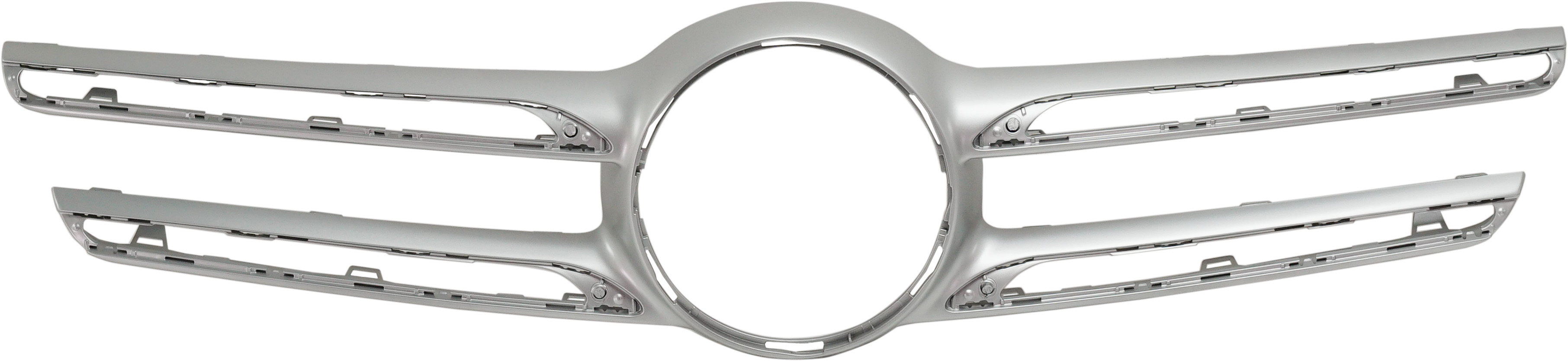 AM GLE CLASS 16-19 GRILLE MOLDING Silver Exc. GLE63 AMG Model SUV w o Night Pkg w o Cam Hole SKU RM07070016 Partslink MB1210127 OEM 16688803239982