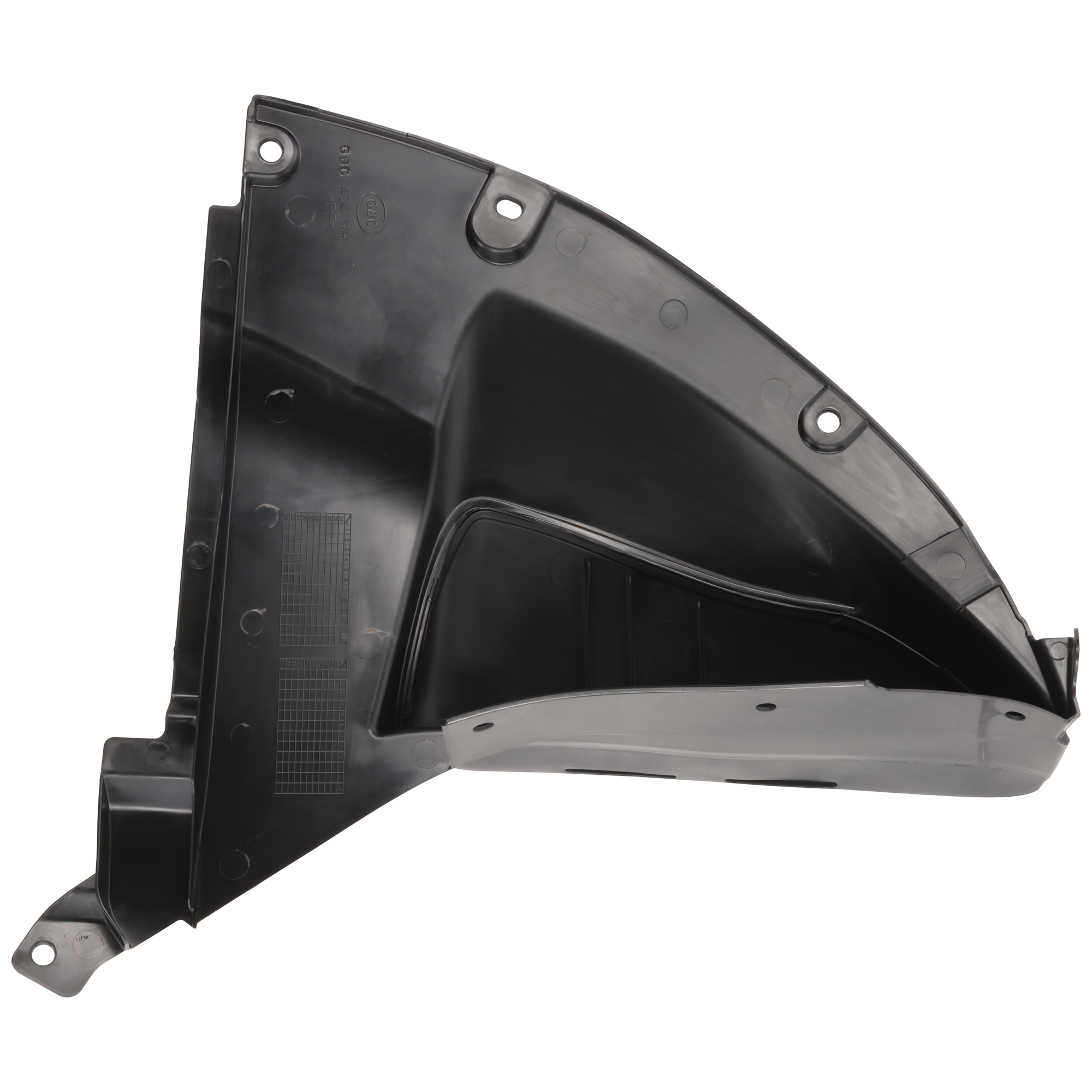 AM CX 90-24-25 FRONT FENDER LINER LH Front Section Injection Form w o Insulation Foam SKU RM22210136 Partslink MA1250125 OEM KMV656115A