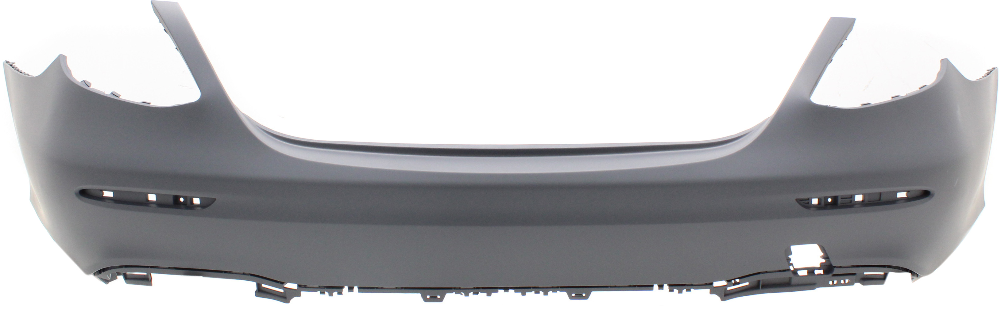 AM E CLASS 17-20 REAR BUMPER COVER Primed E300 E350 E400 E450 w o Luxury Pkg w o Active Park Assist Sensor Holes Sedan SKU RM76010023P Partslink MB1100401 OEM 2138850601649999-2138850601999