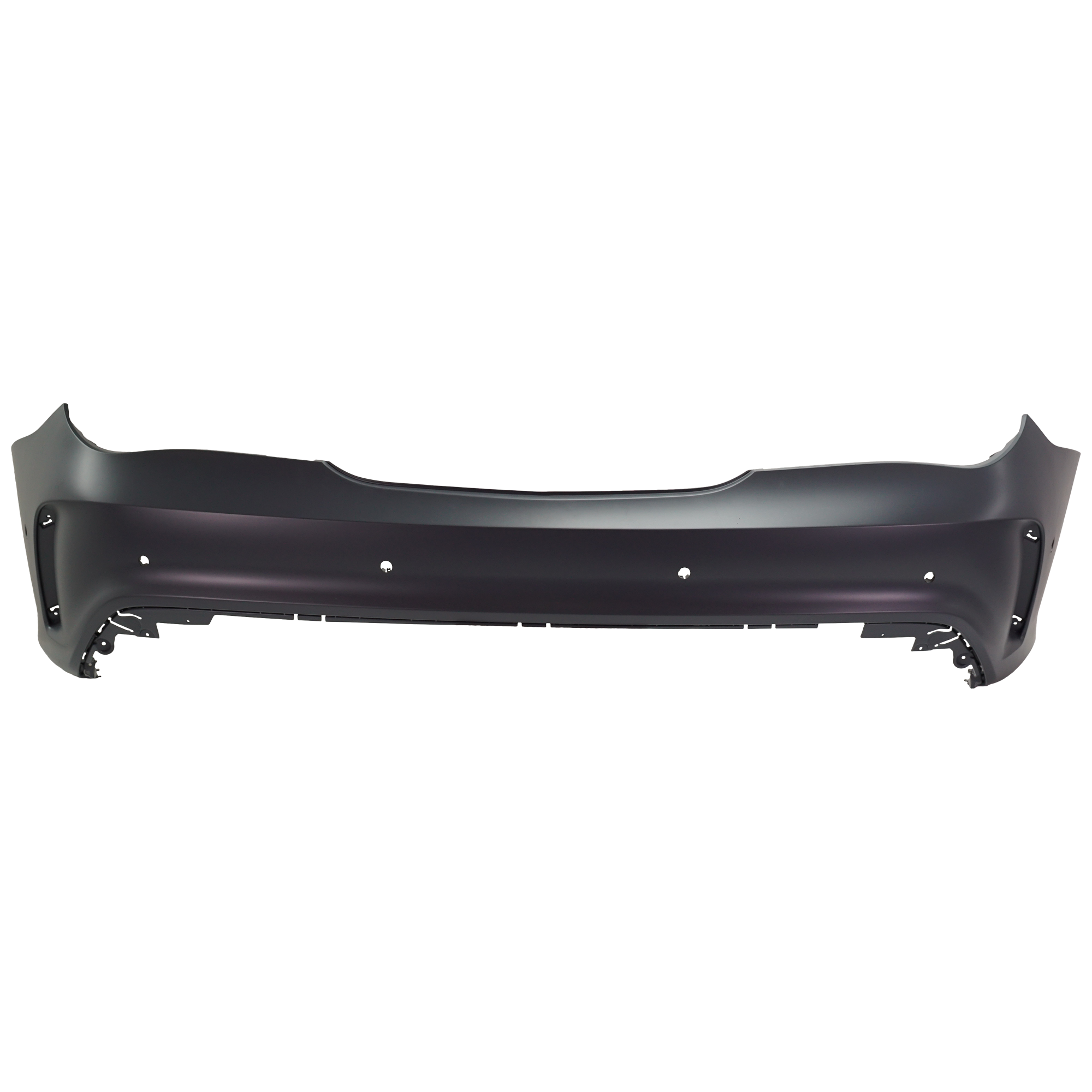 AM CLA250 CLA45 AMG 17-19 REAR BUMPER COVER Primed CLA250 w AMG Styling Pkg w Active Park Assist Sensor Holes CAPA SKU RM76010035PQ Partslink MB1100413C OEM 11788045019999