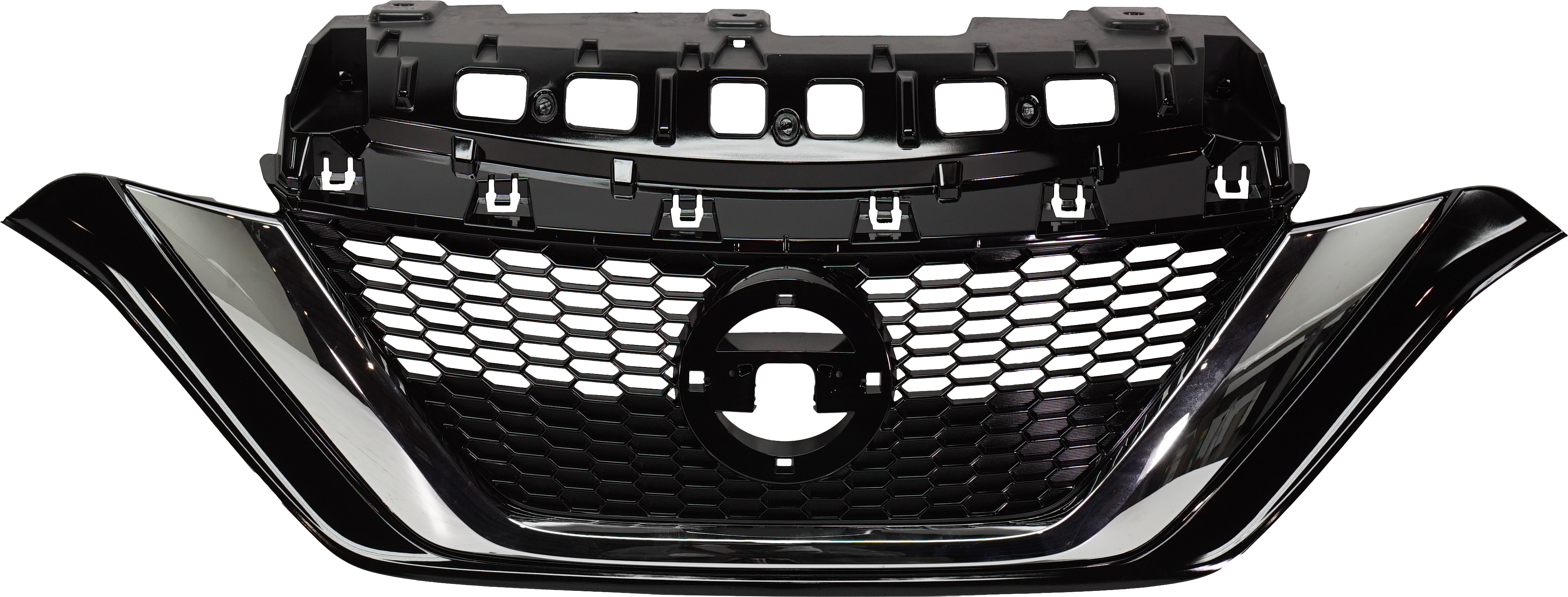 AM VERSA NOTE 17-19 GRILLE Painted Black Insert w Chrome Mldg SKU RN07010007 Partslink NI1200290 OEM 623109ME0A