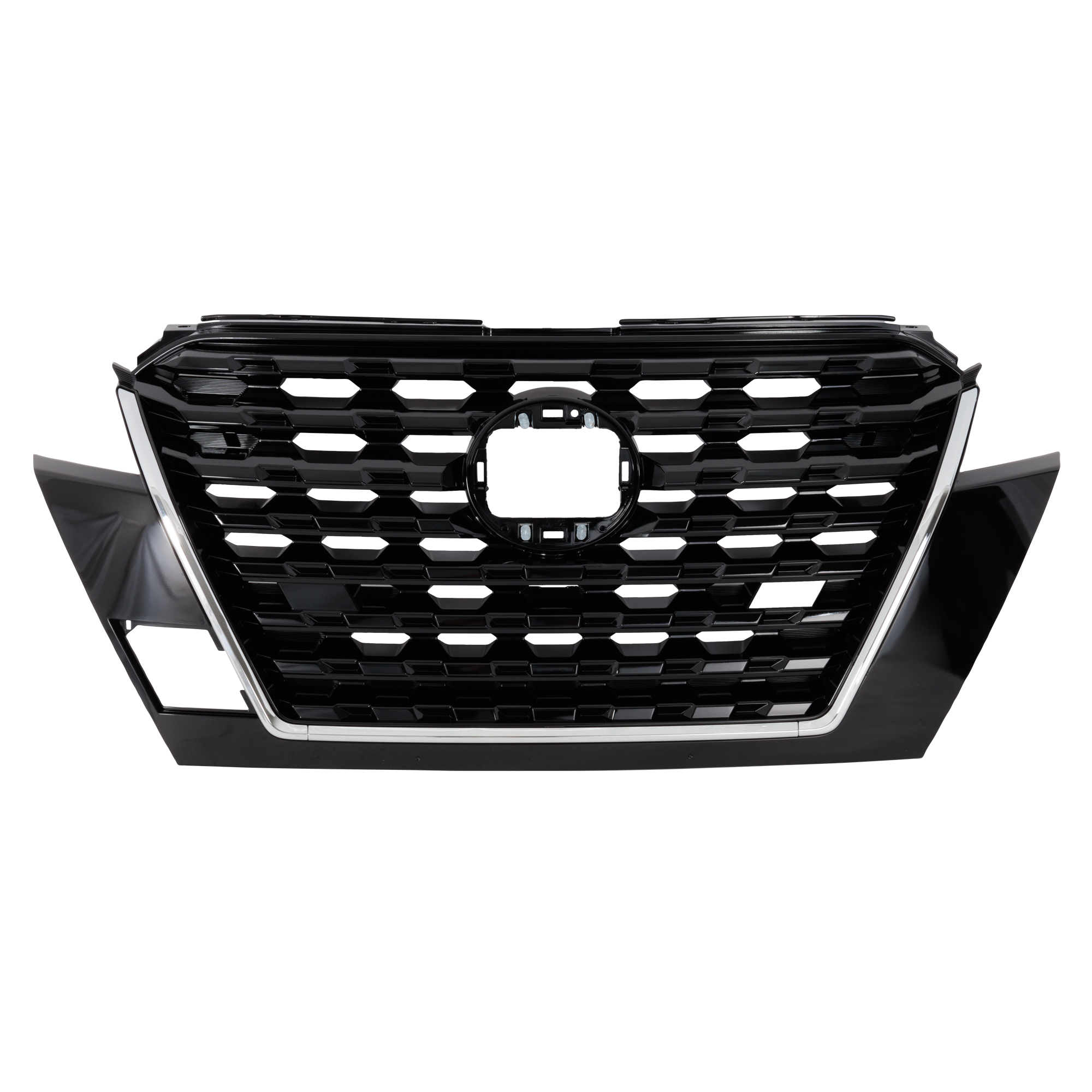 AM KICKS 21-21 GRILLE Painted Black Shell and Insert w Chrome Molding S SV Models CAPA SKU RN07010044Q Partslink NI1200324C OEM 623105R05A