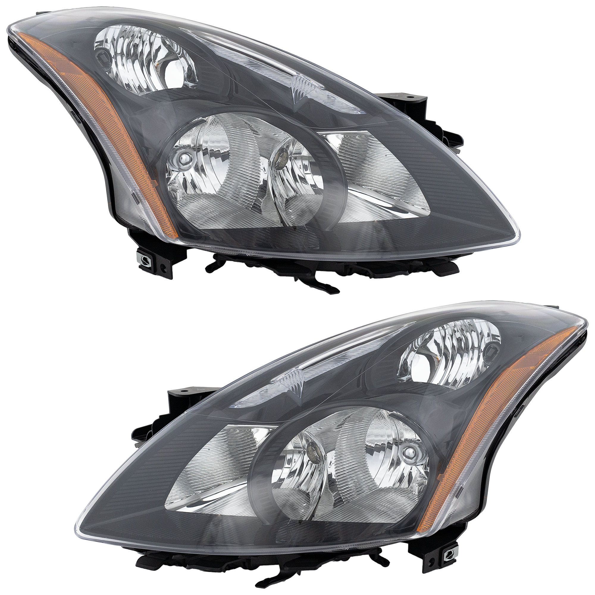 AM ALTIMA 10-12 HEAD LAMP RH AND LH Lens and Housing Halogen Black Bezel Sedan 2 Piece SKU RN10010045 Partslink NI2505121 OEM 26060ZX00A 26010ZX00A