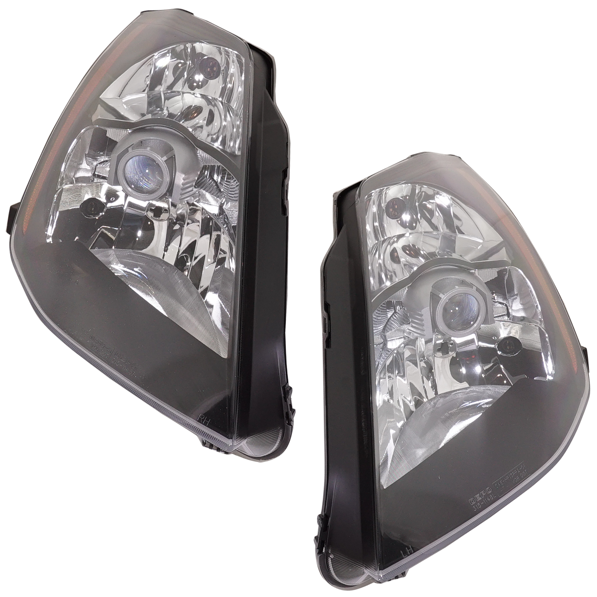 AM 350Z 03-05 HEAD LAMP RH AND LH Lens and Housing Halogen Black Bezel 2 Piece SKU RN10010046 Partslink NI2505107 OEM 26060CD026-26060CD026