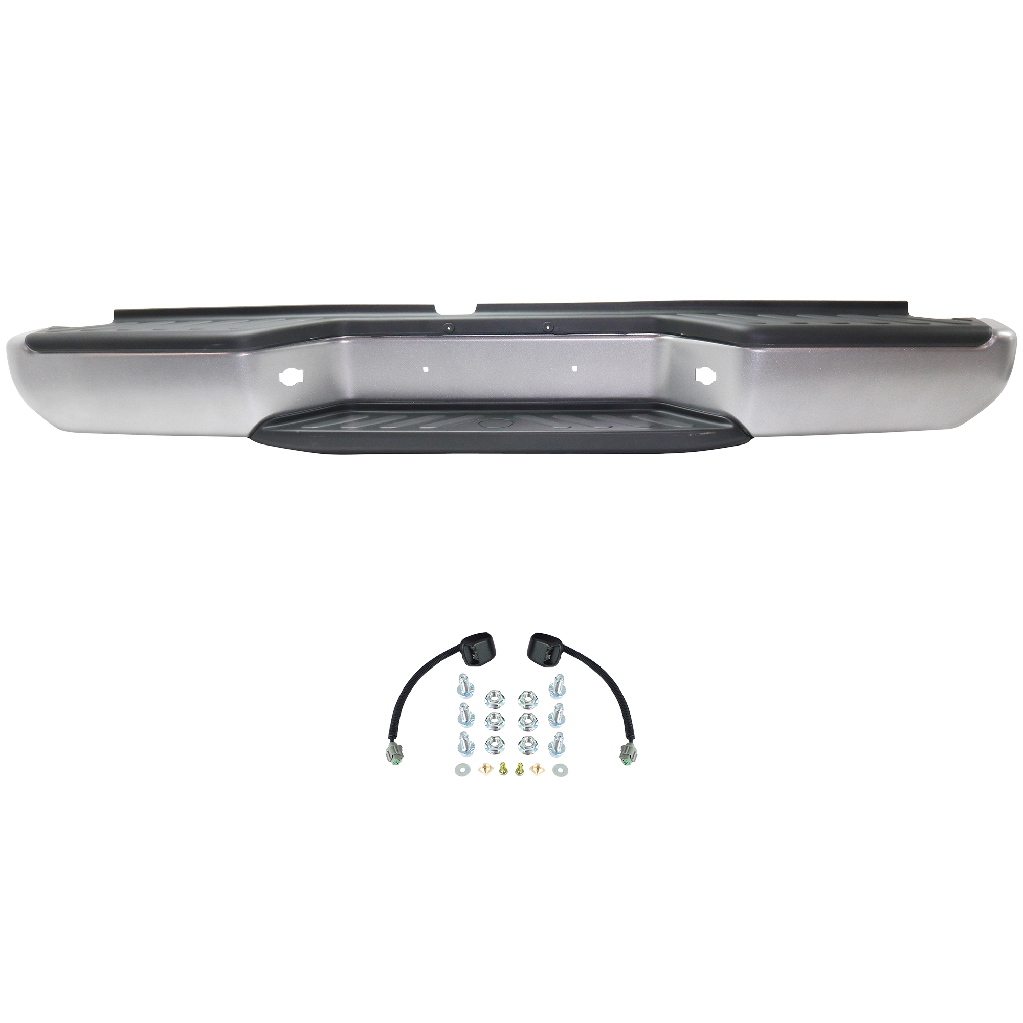 AM FRONTIER 05-21 STEP BUMPER FACE BAR AND PAD w Pad Provision w o Mounting Bracket Powdercoated Silver 13-19 w o Rear Object Sensor Holes SKU RN8256001 OEM 850109BF0A PFM