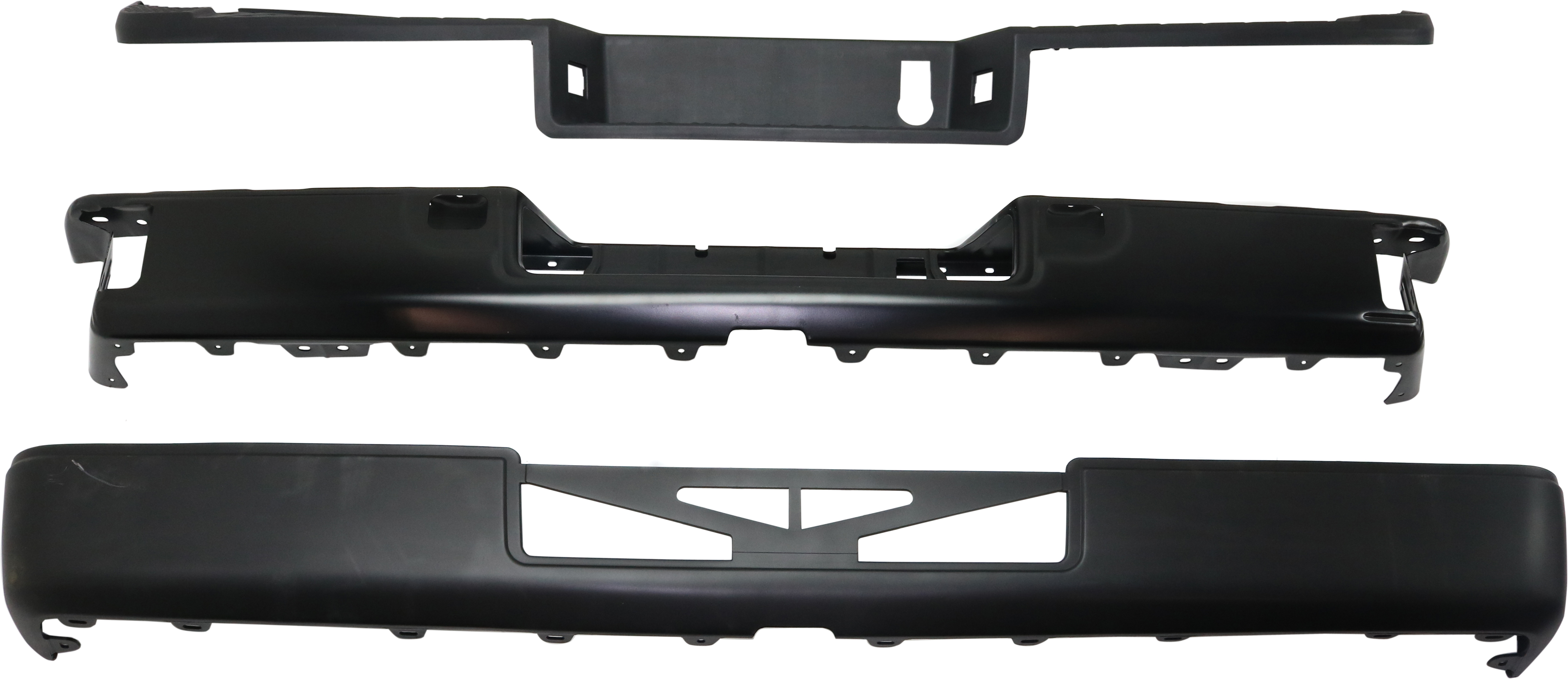 AM TITAN 17-19 TITAN XD 16-19 STEP BUMPER FACE BAR AND PAD w Pad Provision w o Mounting Bracket Black w Tow Hitch and Blind Spot Detection w o Parking Aid Sensor Holes SKU RN82620011 Partslink NI1103137 OEM 85030EZ30C PFM