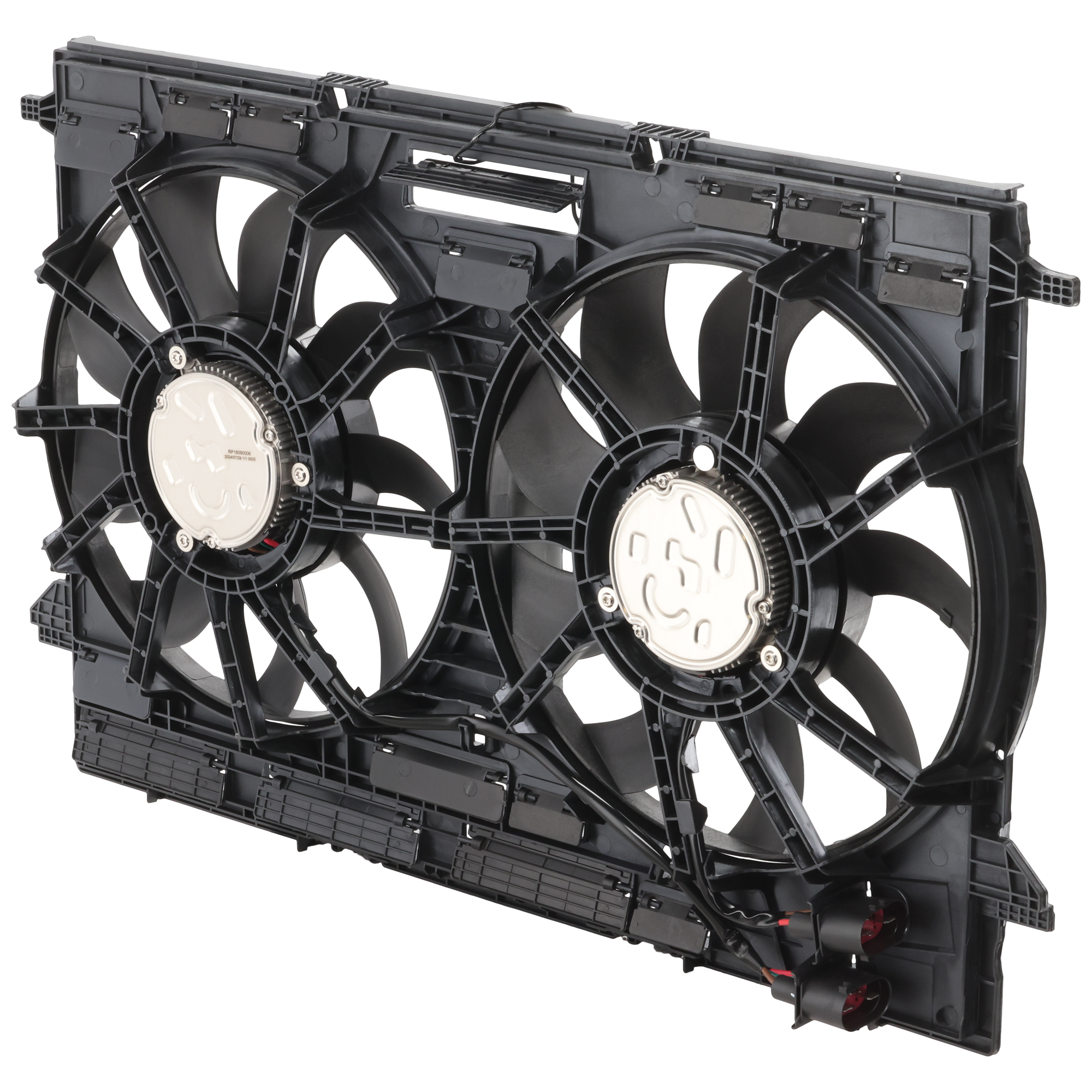 AM CAYENNE 19-22 RADIATOR FAN ASSEMBLY Dual fan Base S Models SKU RP16090006 Partslink PO3115107 OEM PAB12120730 PFM PAB959455A PAB
